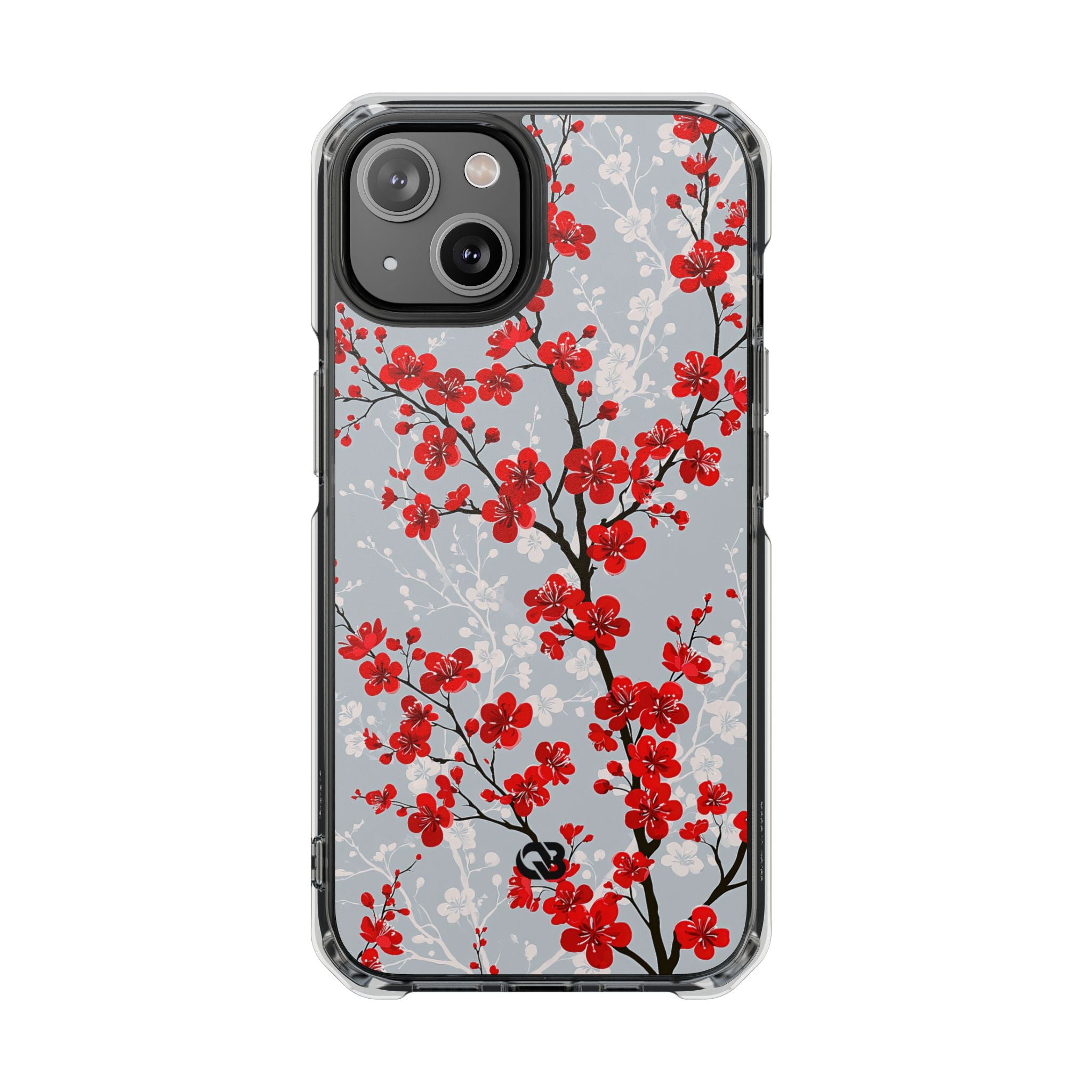 Grey Impact MagSafe Phone Case for iPhone - Crimson Sakura Slate