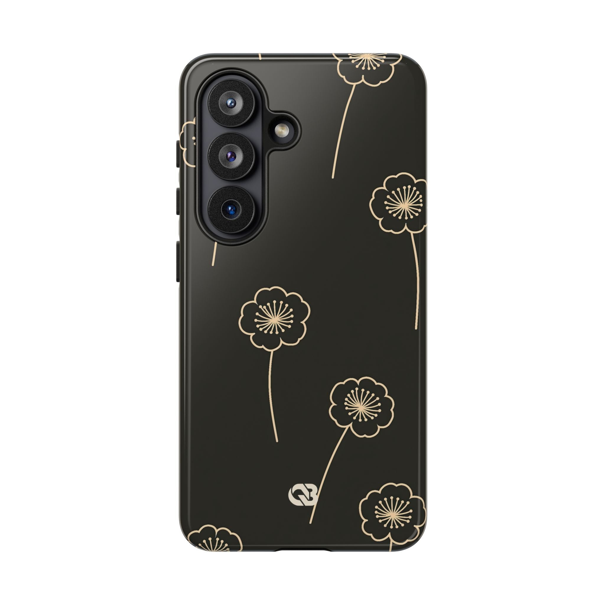 Black Tough Phone Case for Samsung - Obsidian Sand Petals