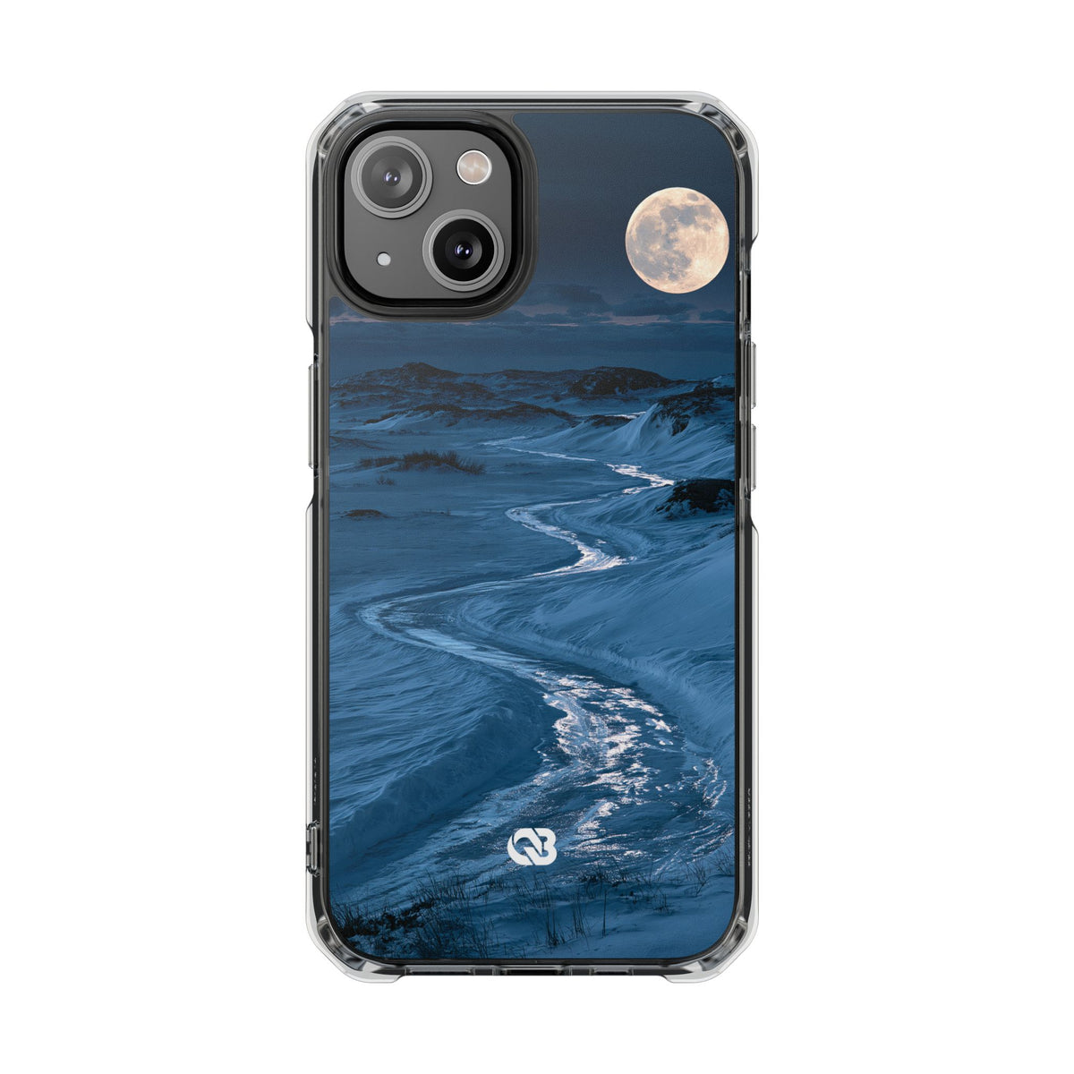Arctic Moon Drift · Clear Impact Magnetic Phone Case for iPhone · Blue
