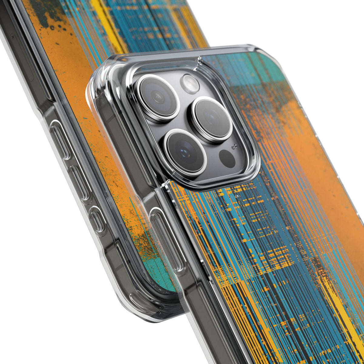 Cyber Glitch Stream · Clear Impact Magnetic Phone Case for iPhone · Teal