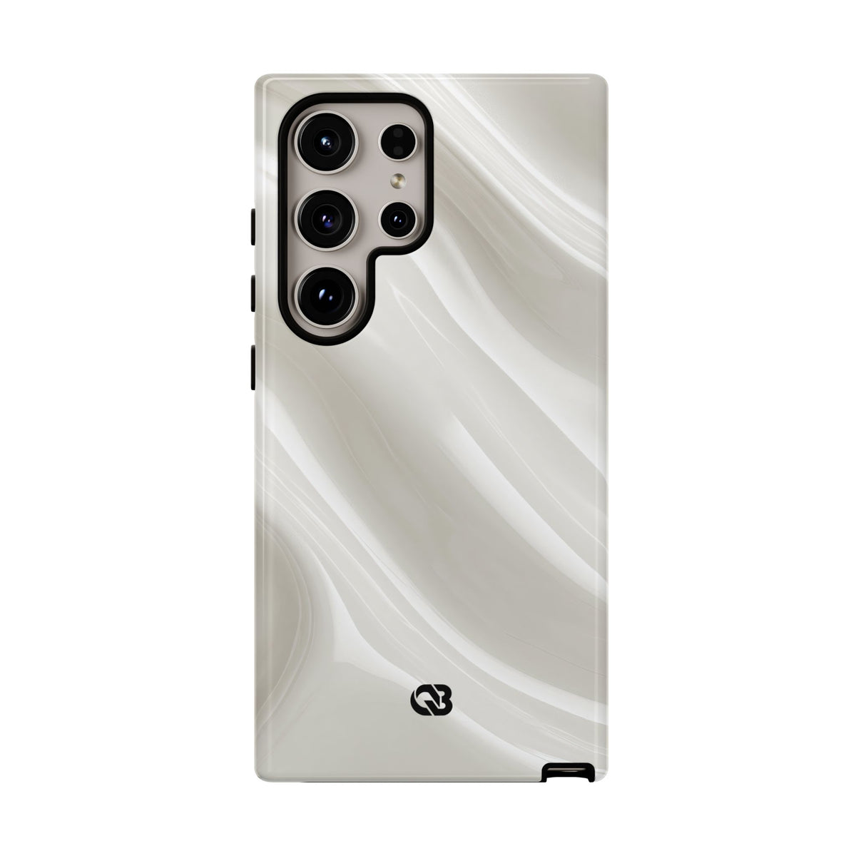 White Tough Phone Case for Samsung - Polished Ivory Wave