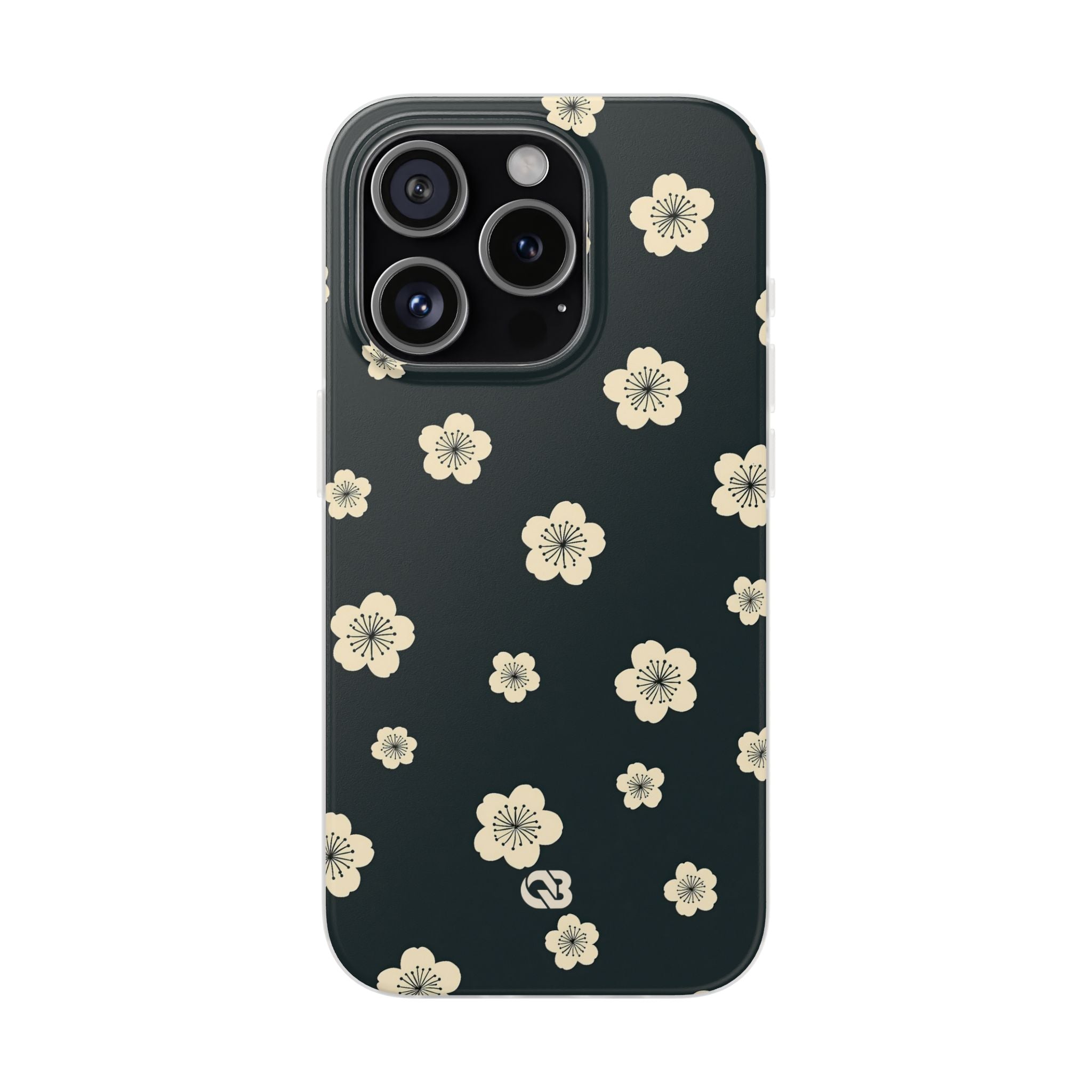 Teal Lite Phone Case for iPhone - Obsidian Cream Petals