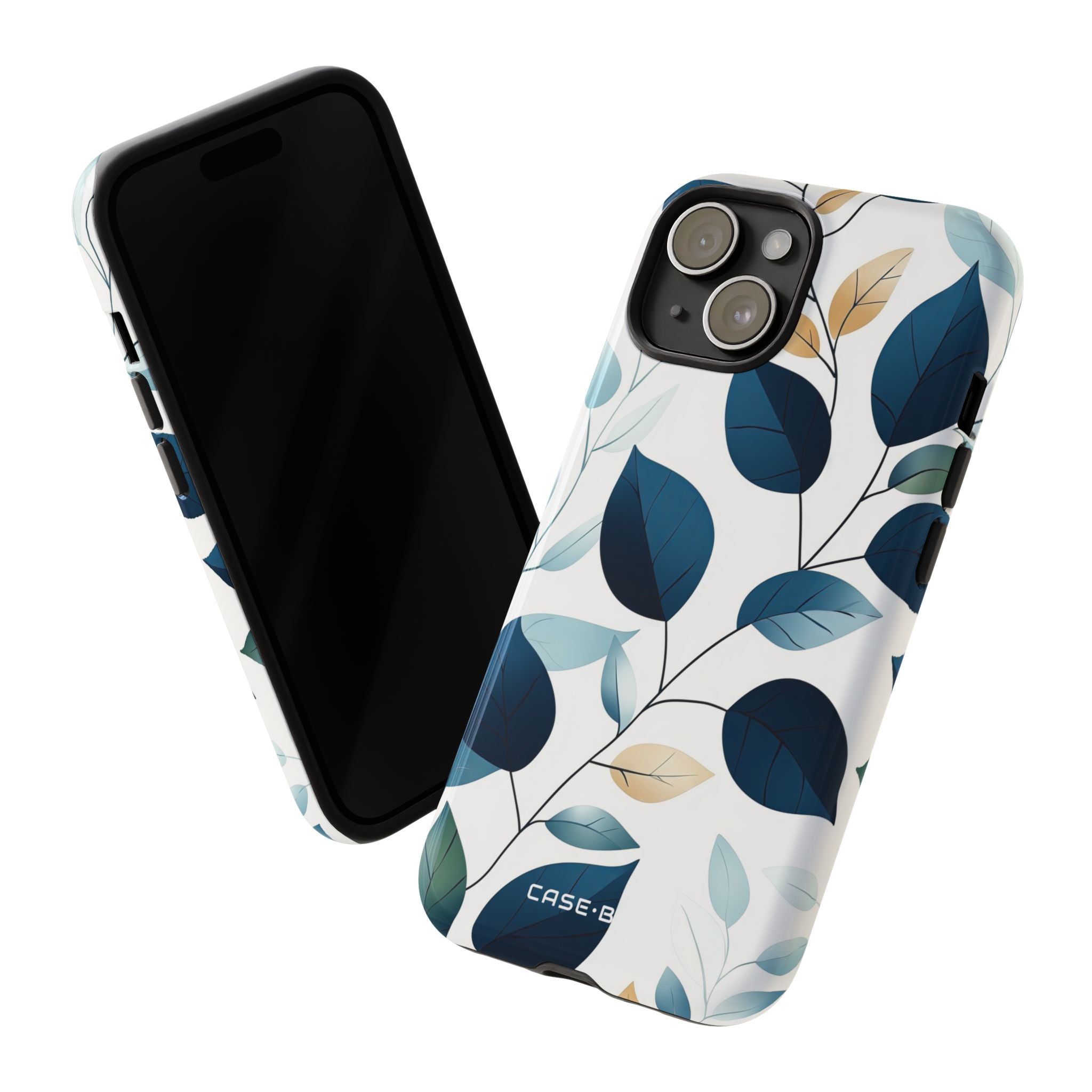 Navy Leaf Veins iPhone 15 Case - Tough