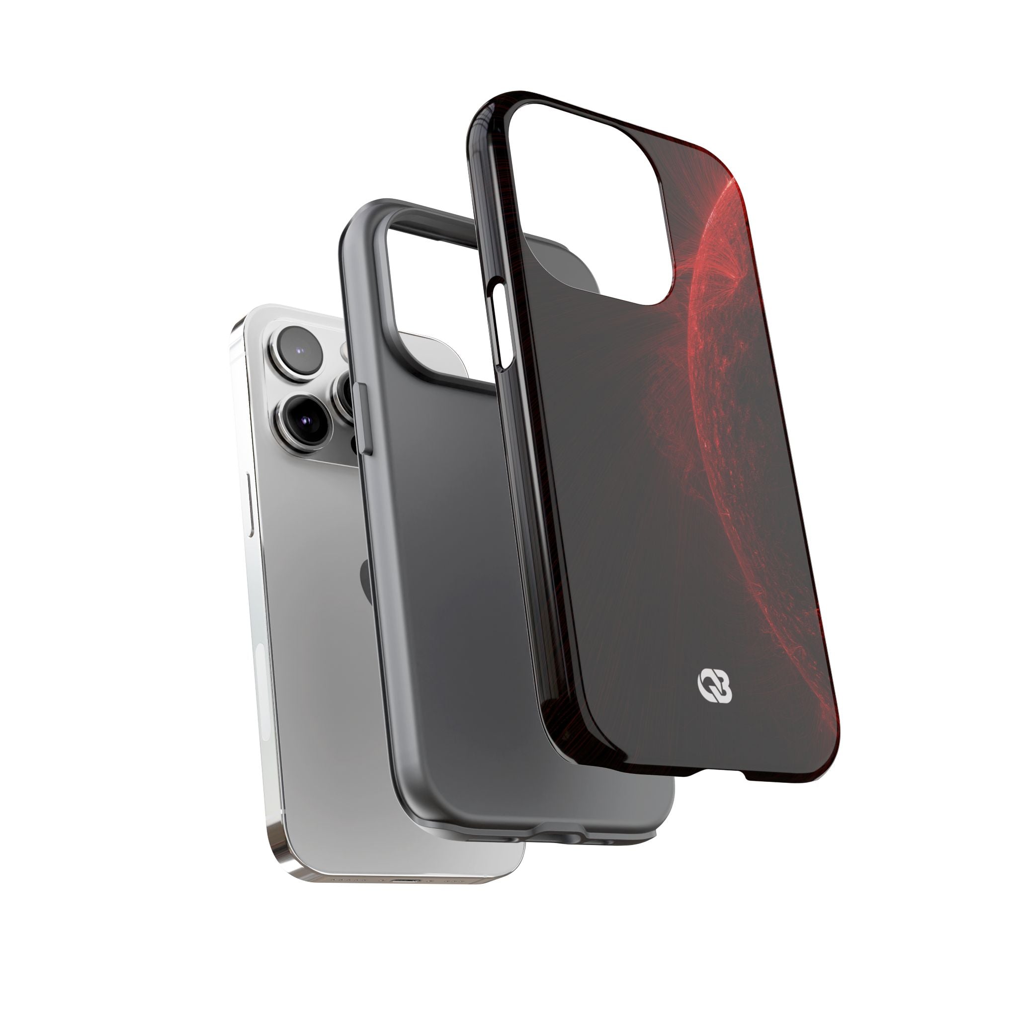 Red Tough Phone Case for iPhone - Solar Crimson Flare