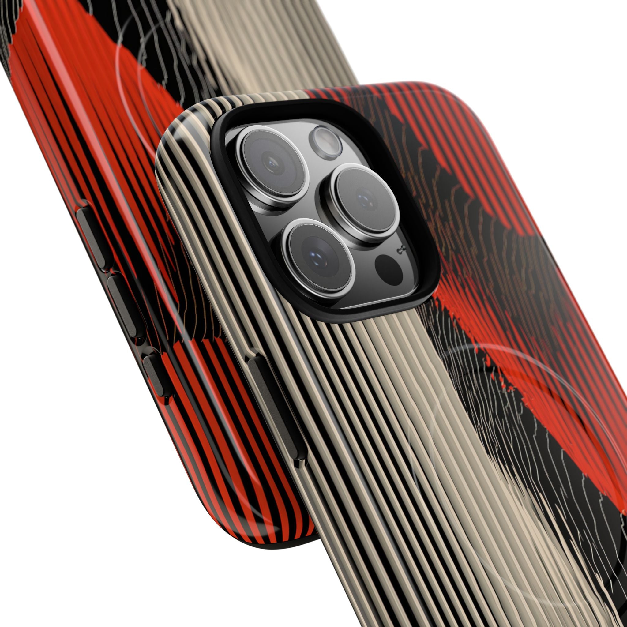 Red Tough 2.0 Magsafe Phone Case for iPhone - Crimson Pulse Topo