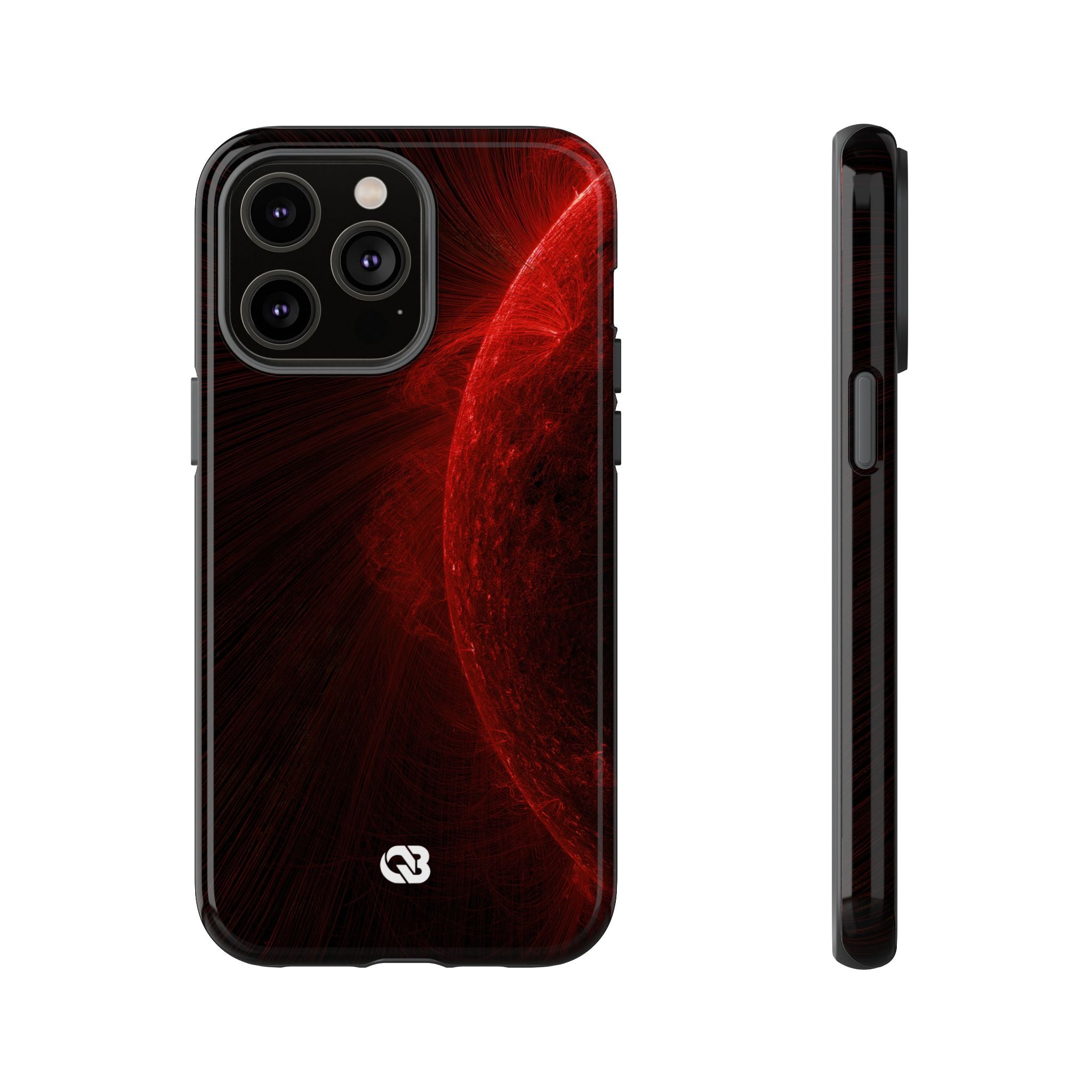 Red Tough Phone Case for iPhone - Solar Crimson Flare