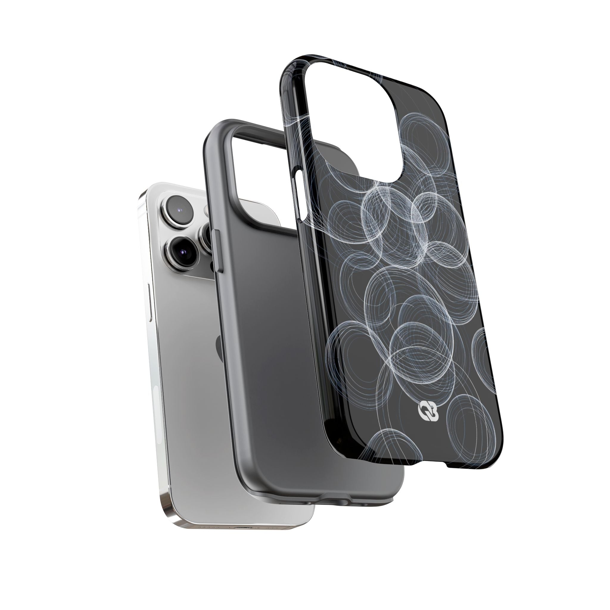 Black Tough Phone Case for iPhone - Frosted Ring Matrix