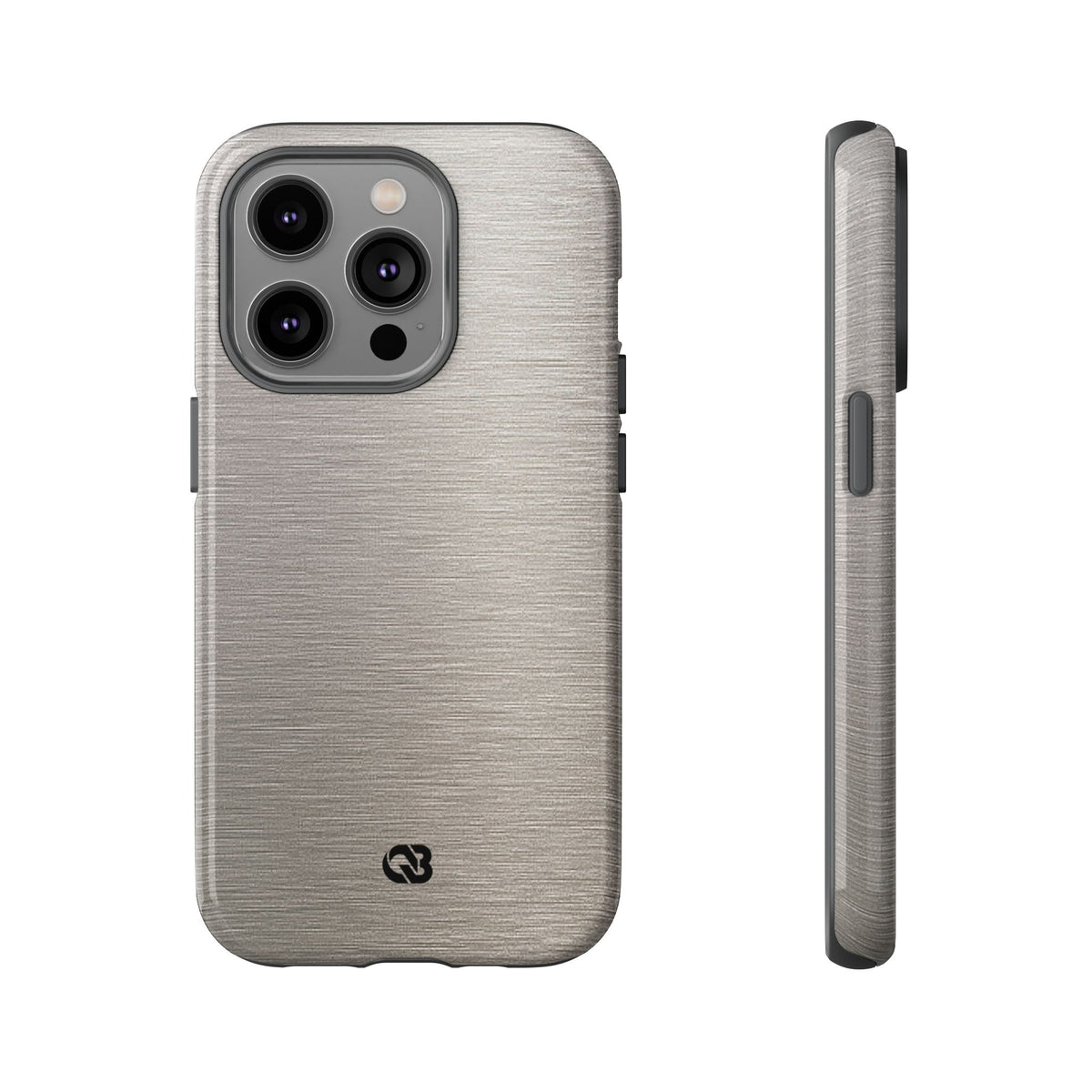 Grey Tough Phone Case for iPhone - Brushed Nickel Linen