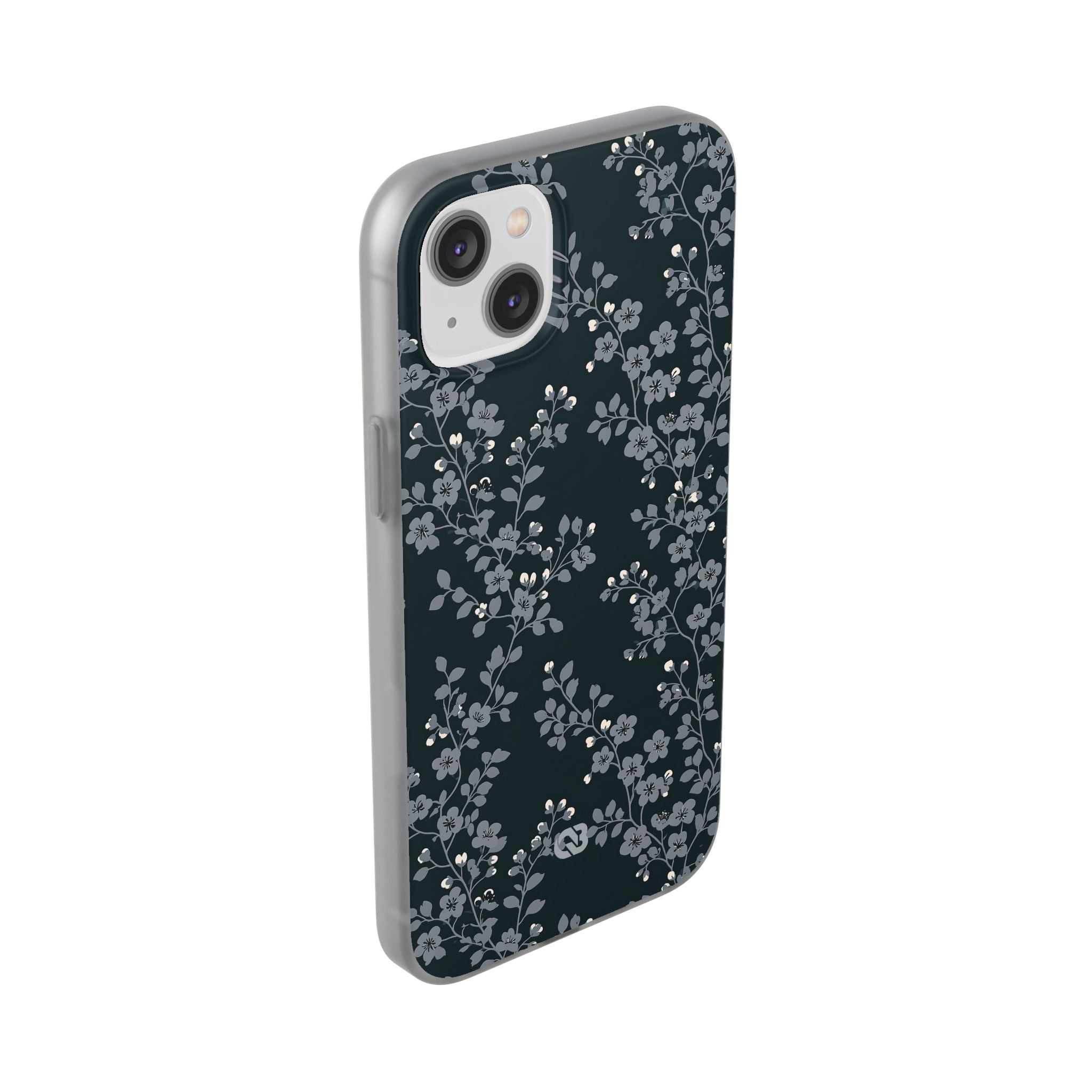 Black Lite Phone Case for iPhone - Midnight Slate Blossom