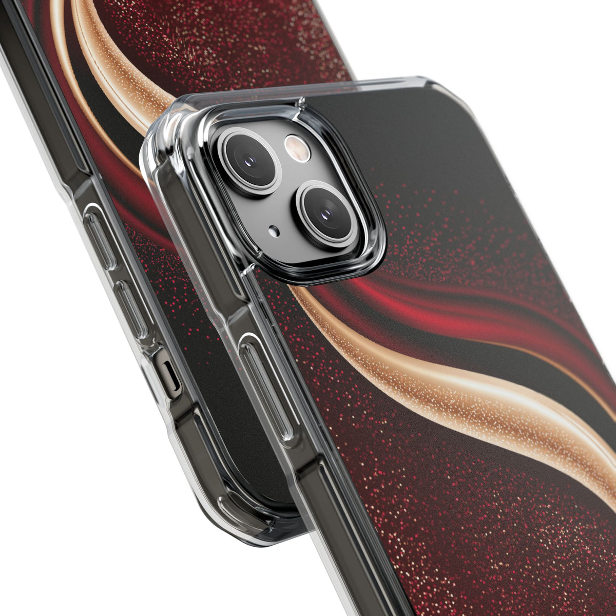 Gilded Crimson Flow · Clear Impact Magnetic Phone Case for iPhone · Red