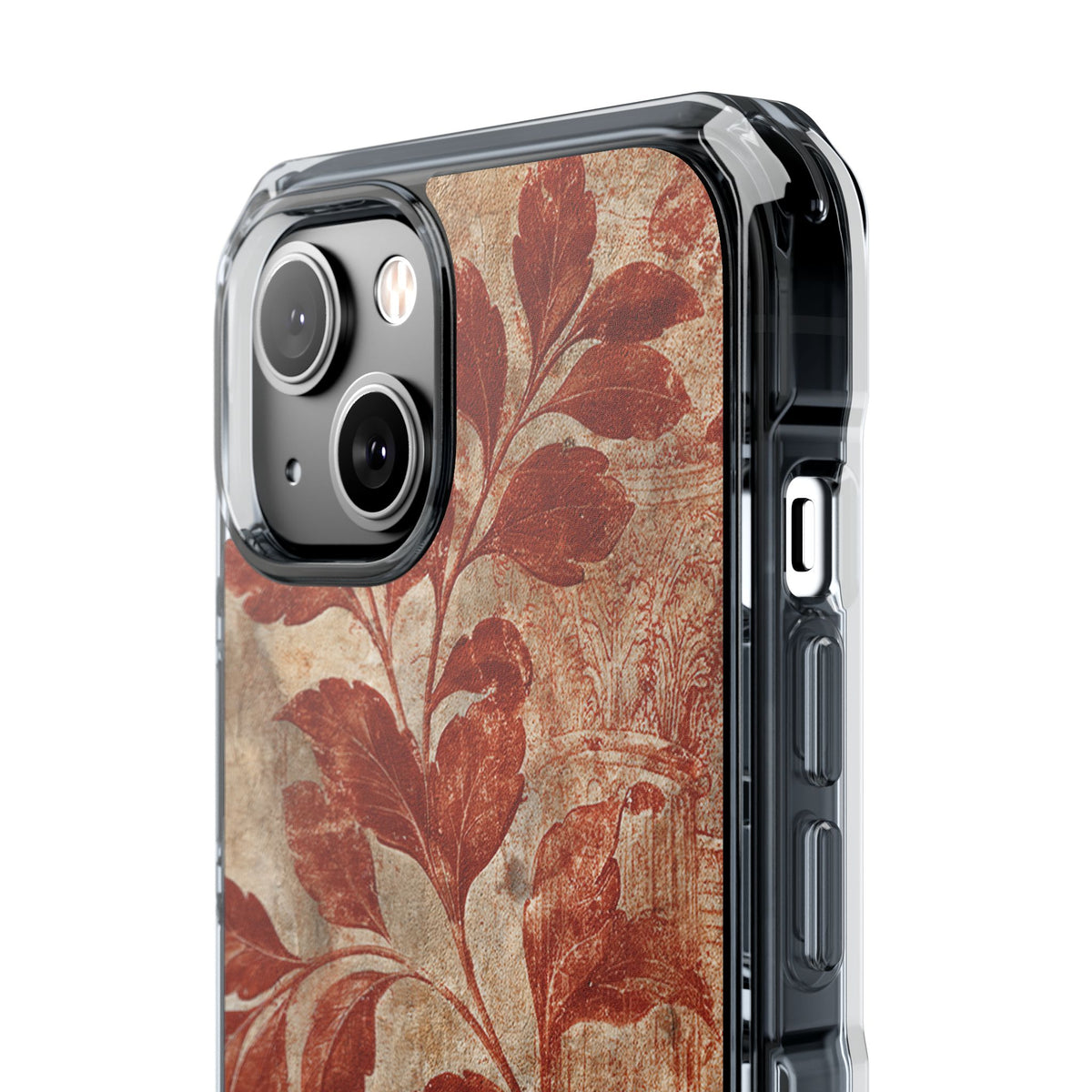 Terracotta Botanical Fresco · Clear Impact Magnetic Phone Case for iPhone · Red