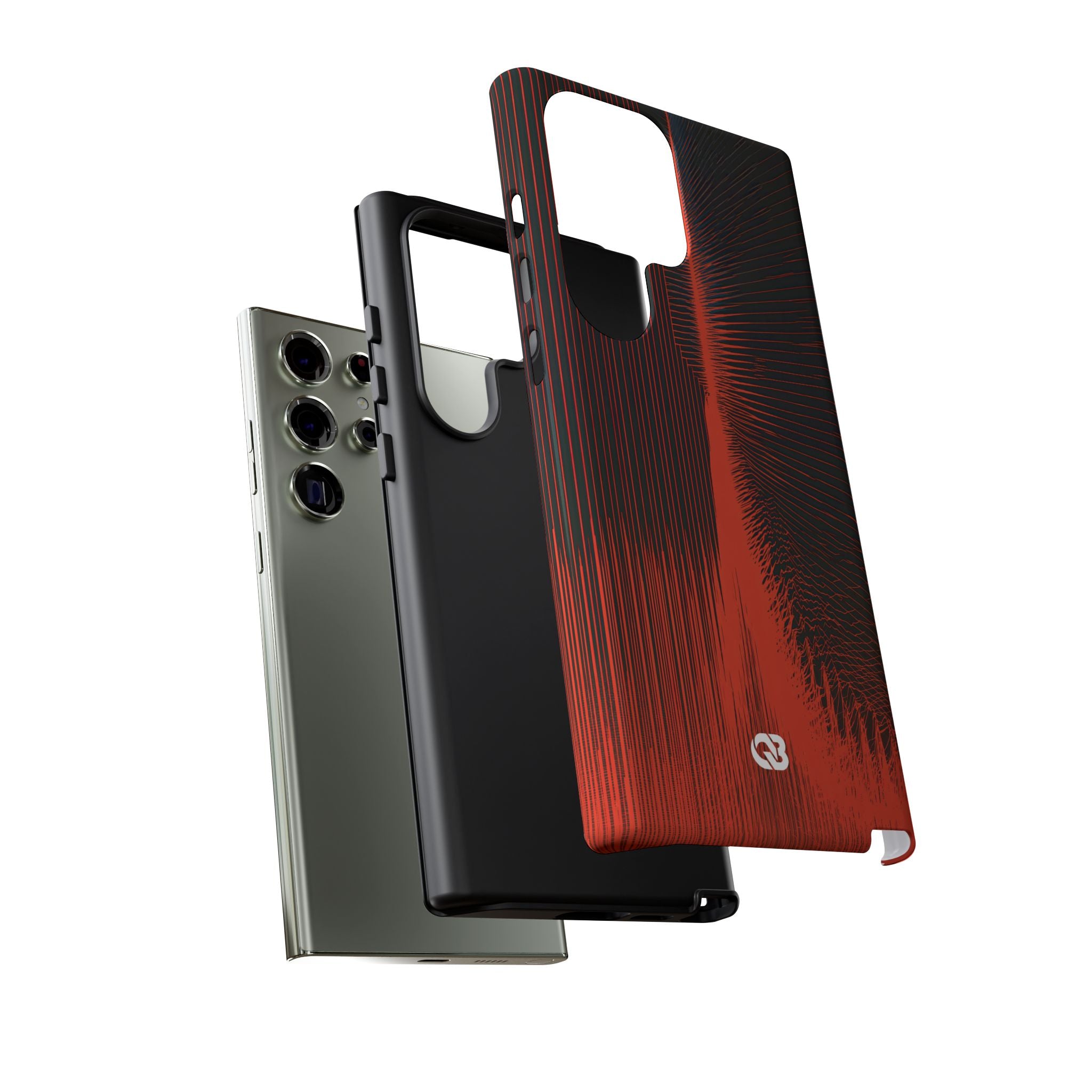 Red Tough Phone Case for Samsung - Crimson Frequency Pulse