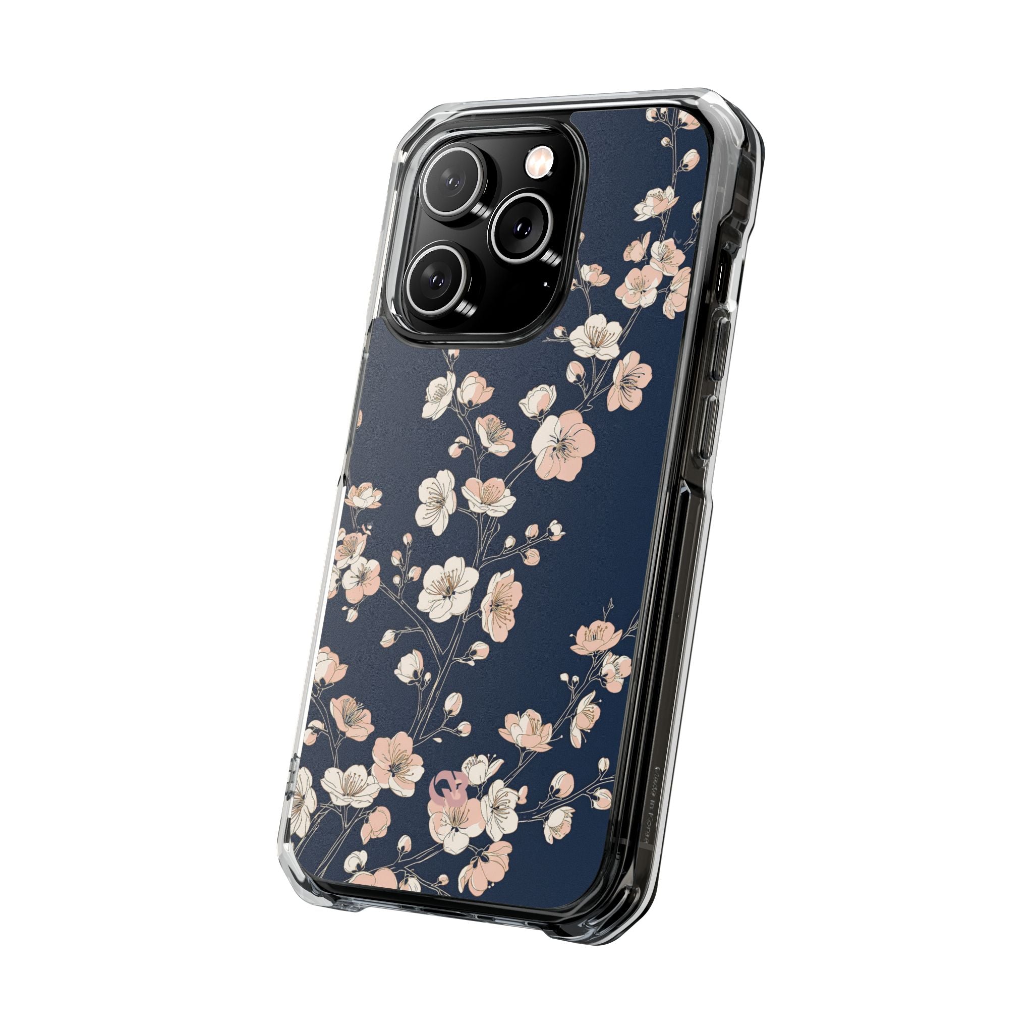 Blue Impact MagSafe Phone Case for iPhone - Midnight Peach Sakura