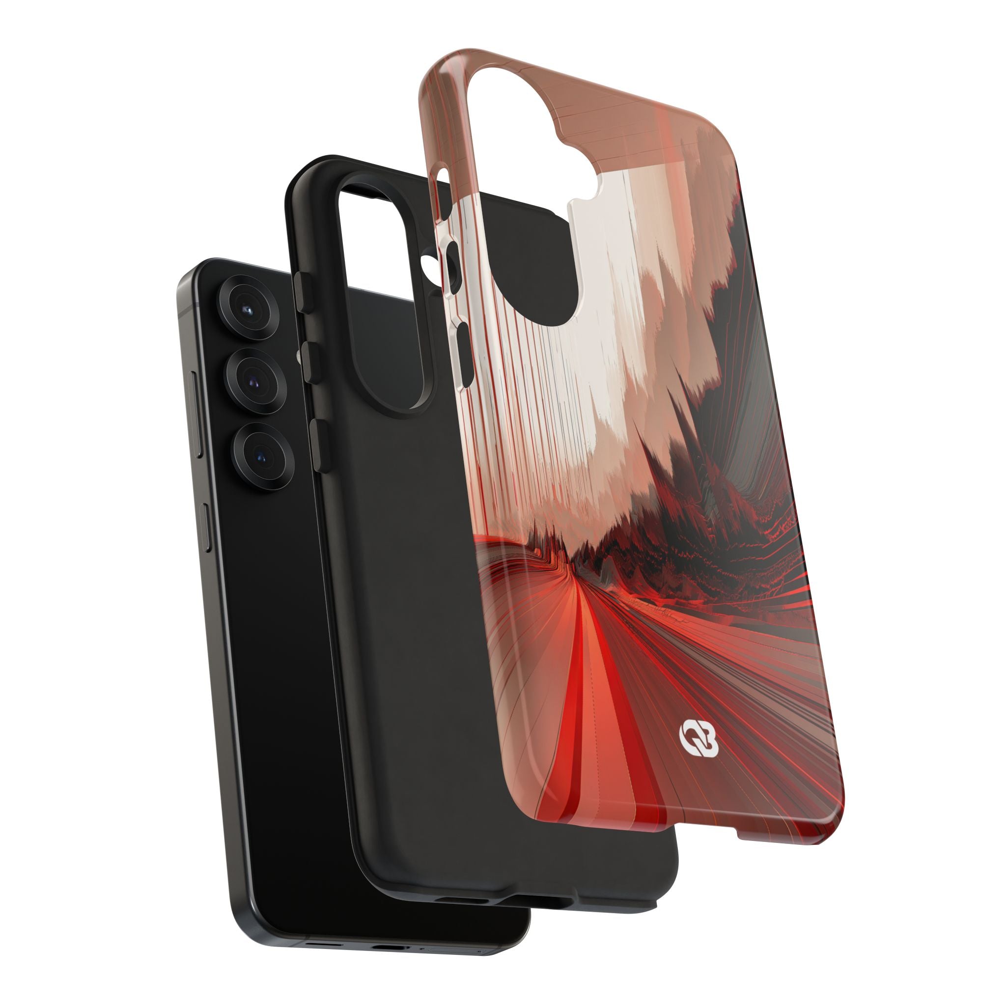 Red Tough Phone Case for Samsung - Crimson Pulse Horizon