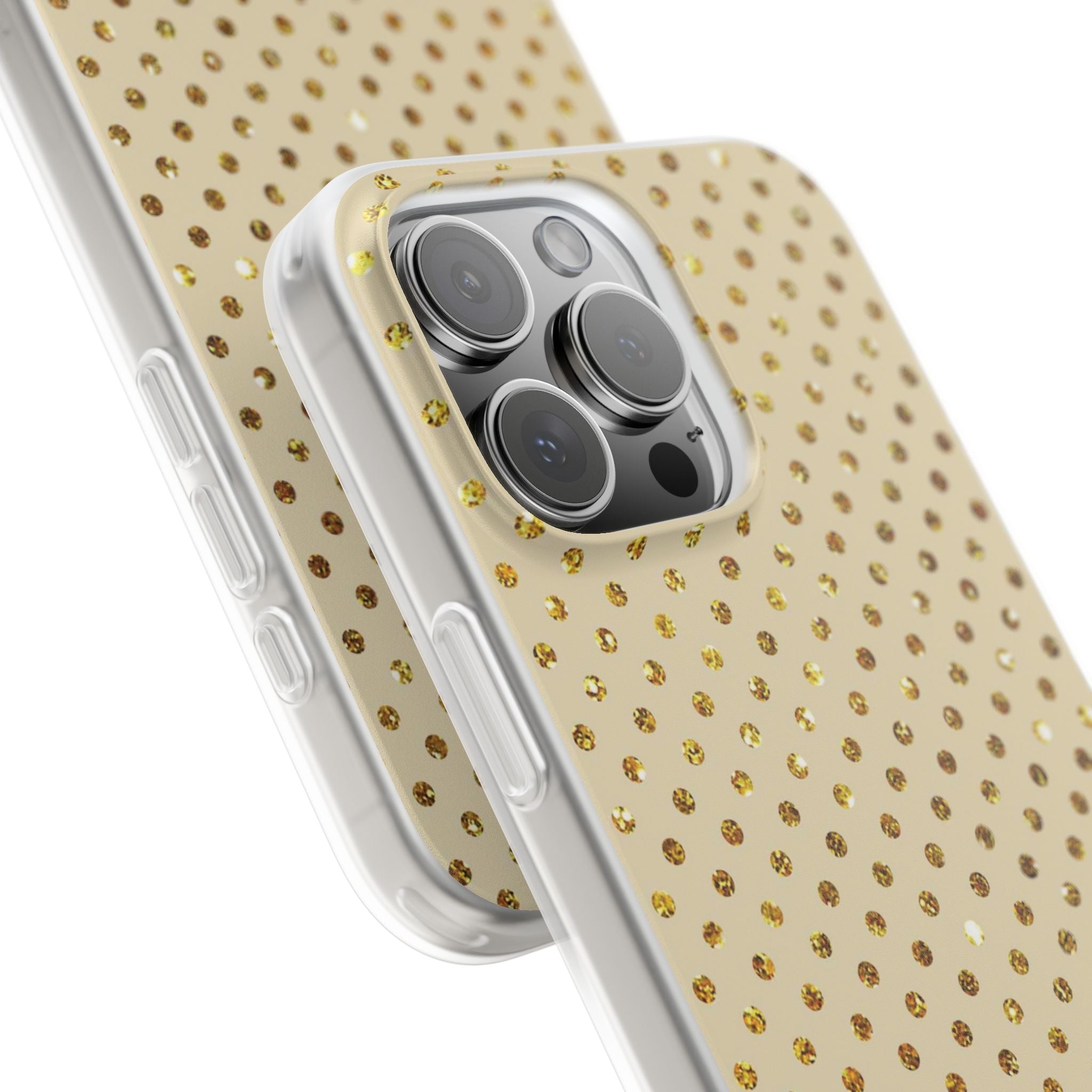 Kulta-kimalleruudukko iPhone 16 Pro Max -pehmeä suojakotelo