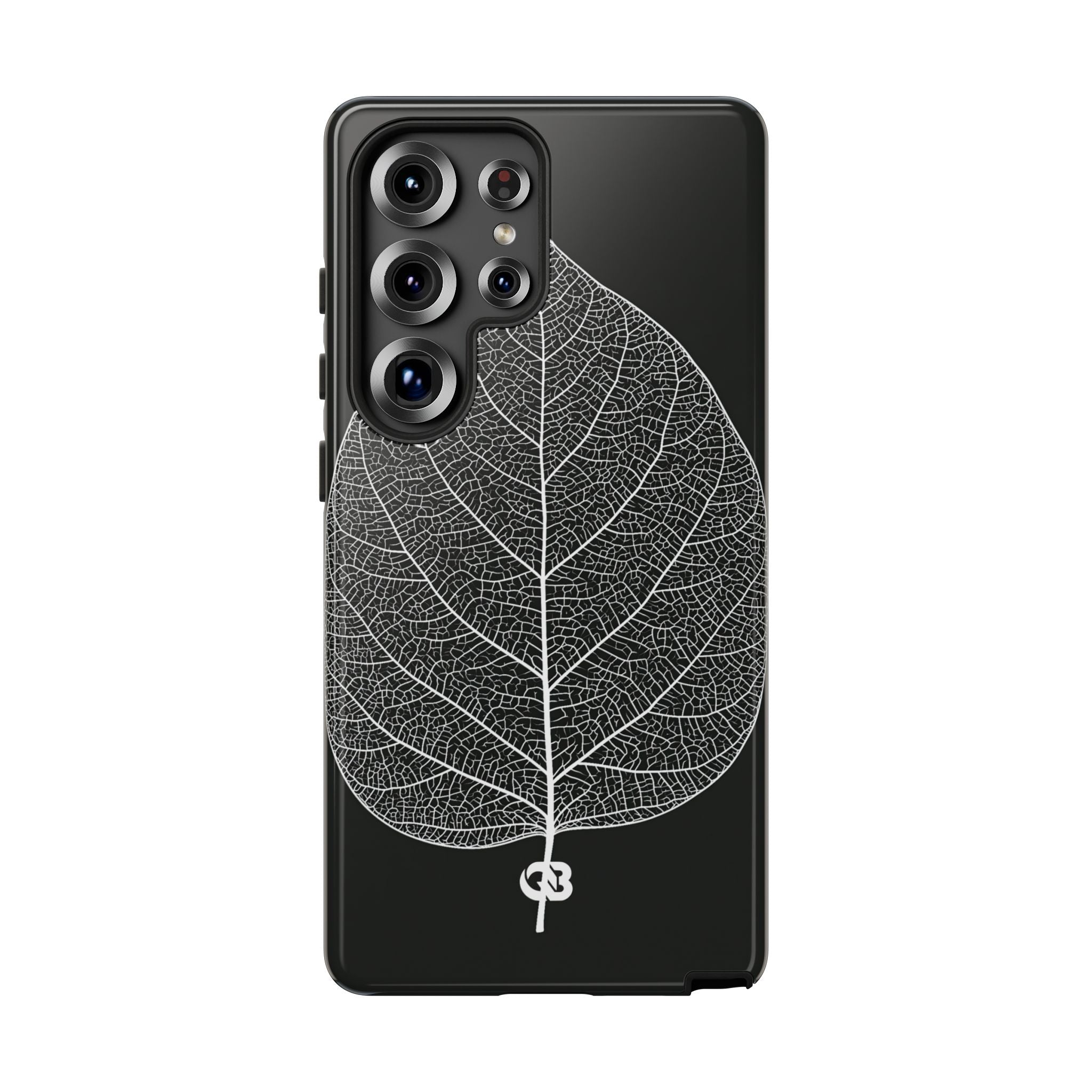 Black Tough Phone Case for Samsung - Bleached Leaf Lattice