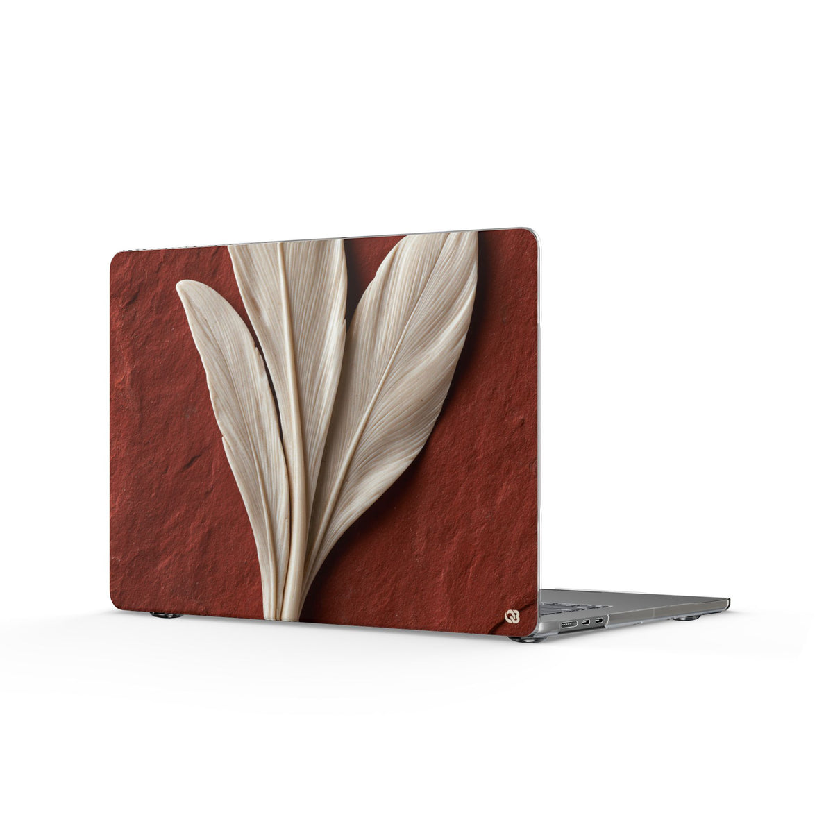 Carved Ivory Plume · Clear Hard Case for MacBook · Red