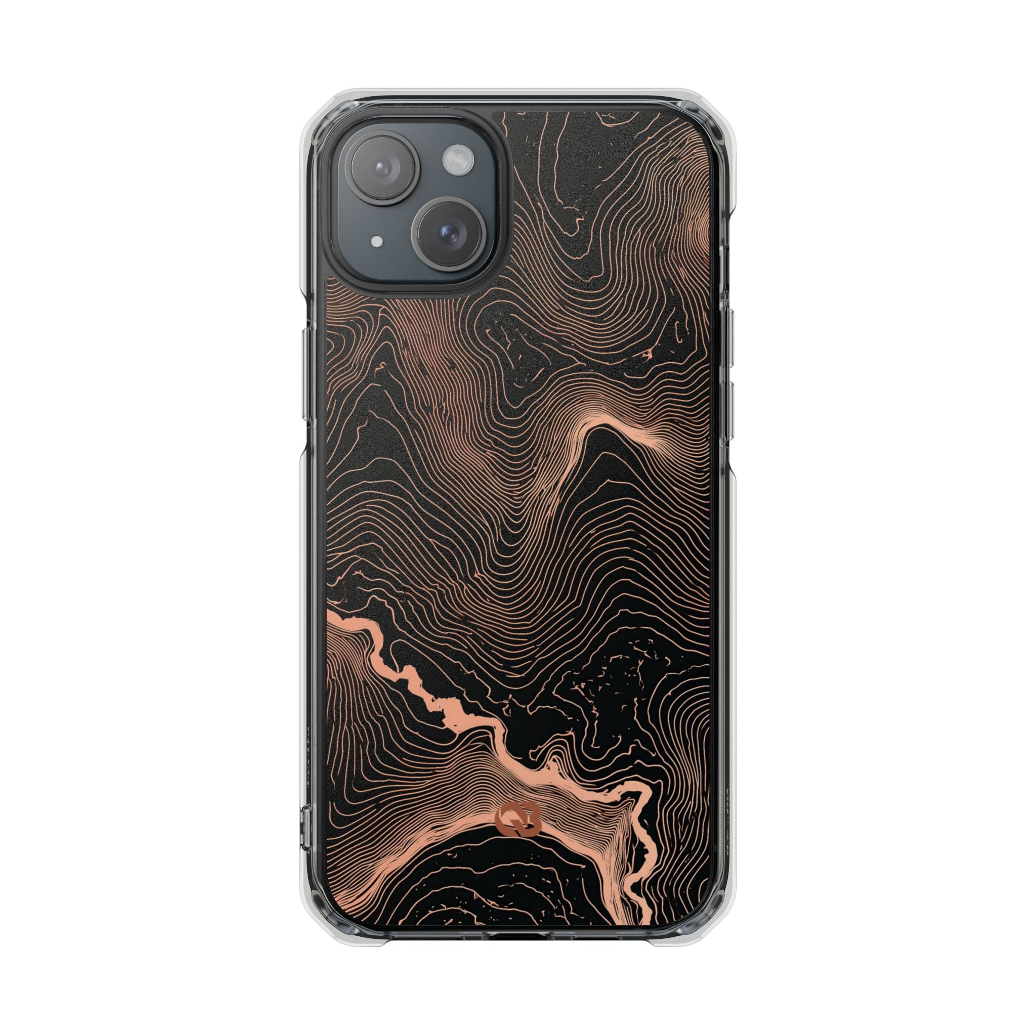 Orange Impact MagSafe Phone Case for iPhone - Salmon Ridge Topo