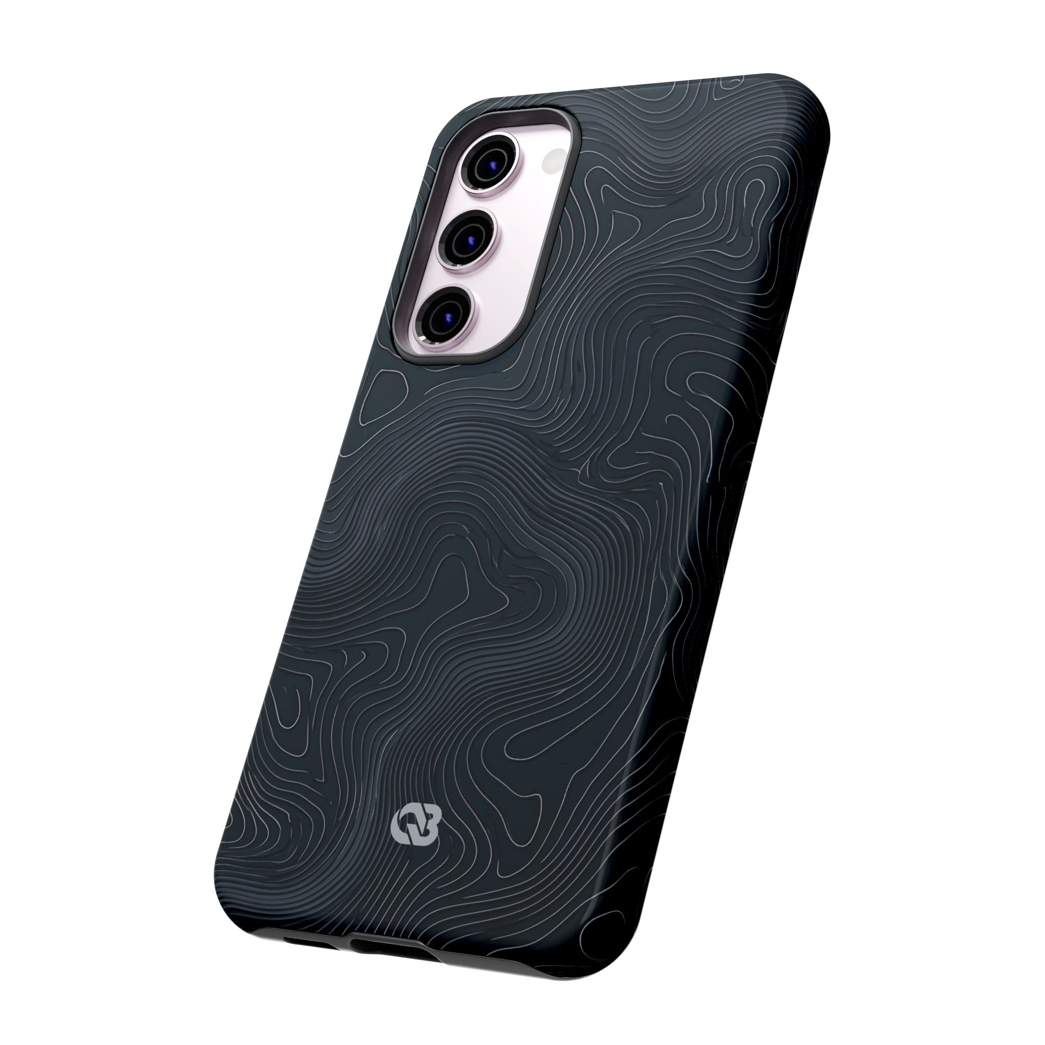 Black Tough Phone Case for Samsung - Obsidian Ridge Topo