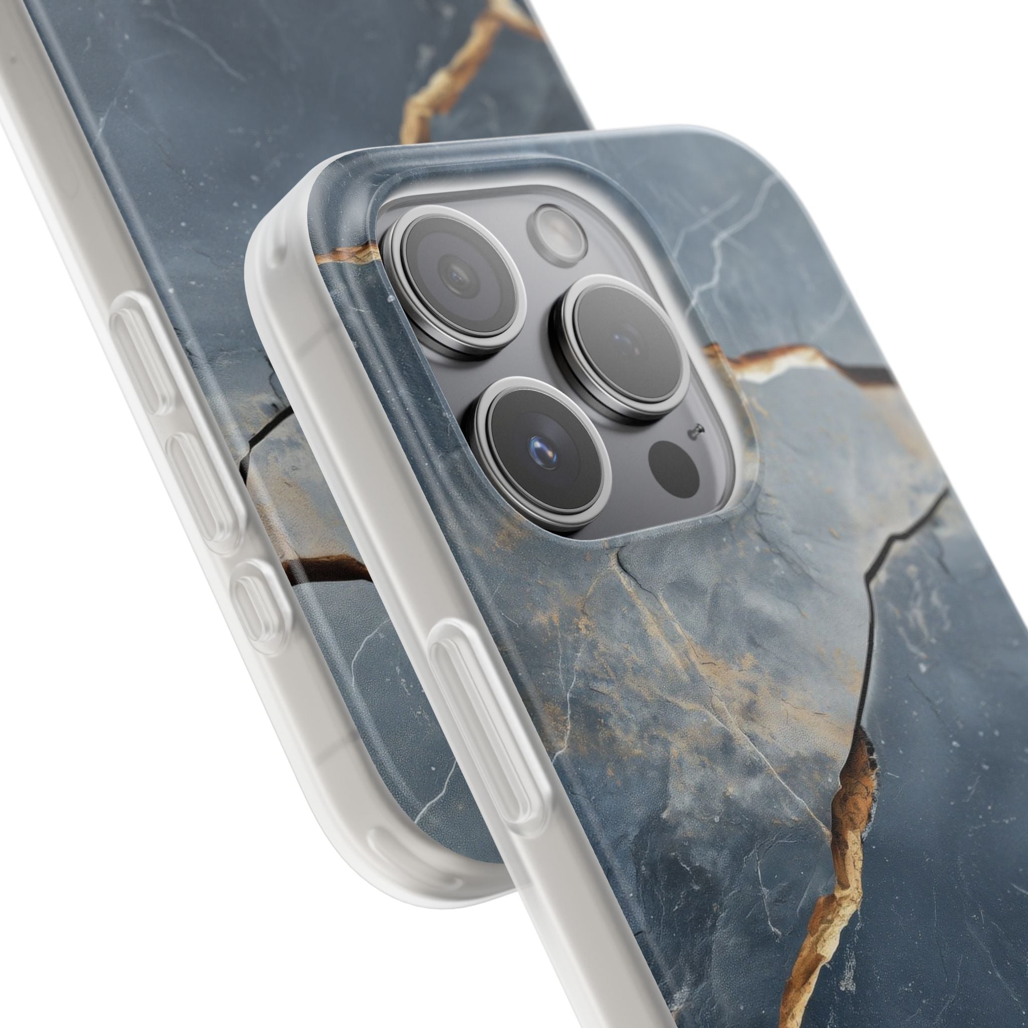 Jagged Vein Navy iPhone 15 Pro Case - Soft