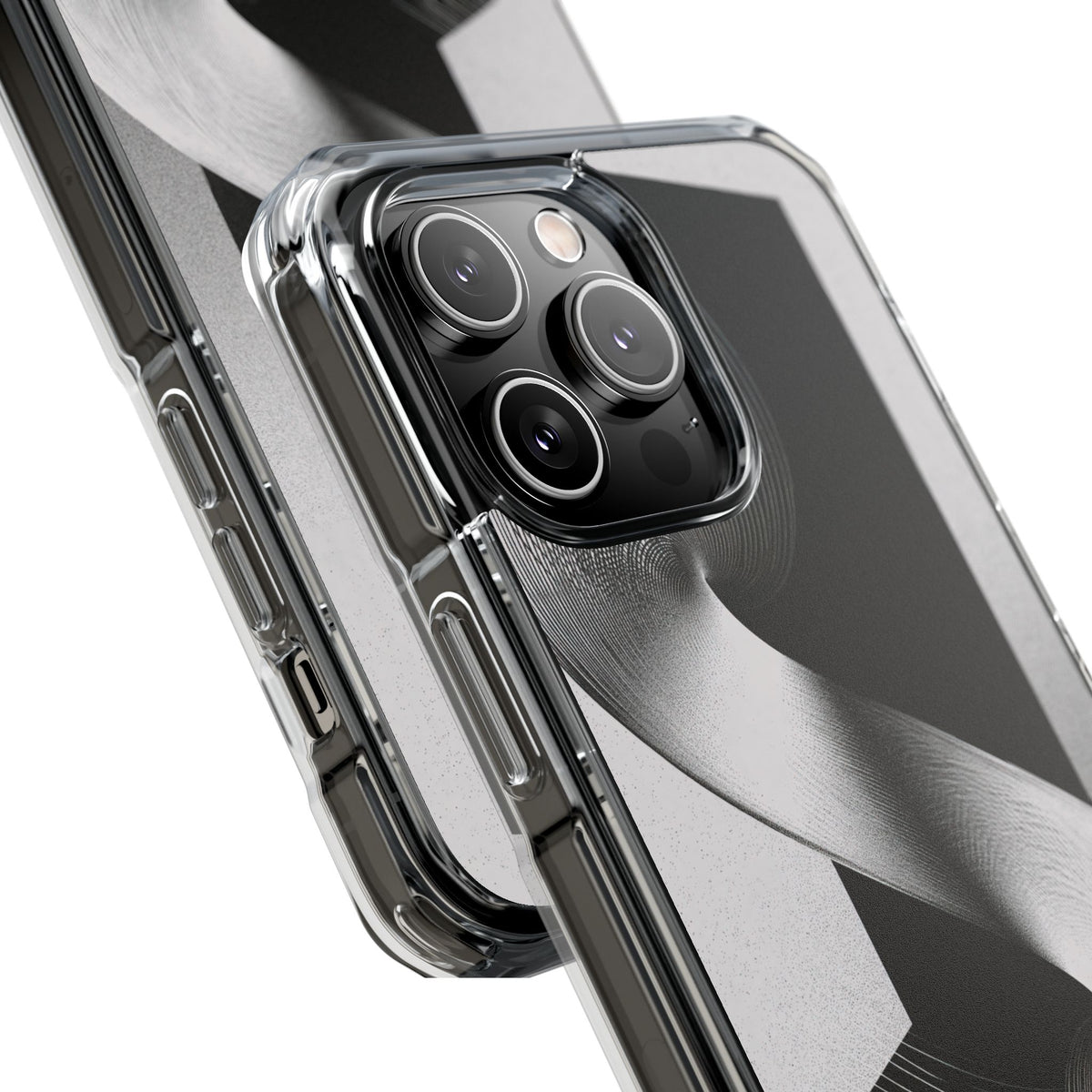 Grey Impact MagSafe Phone Case for iPhone - Obsidian Moiré Wave