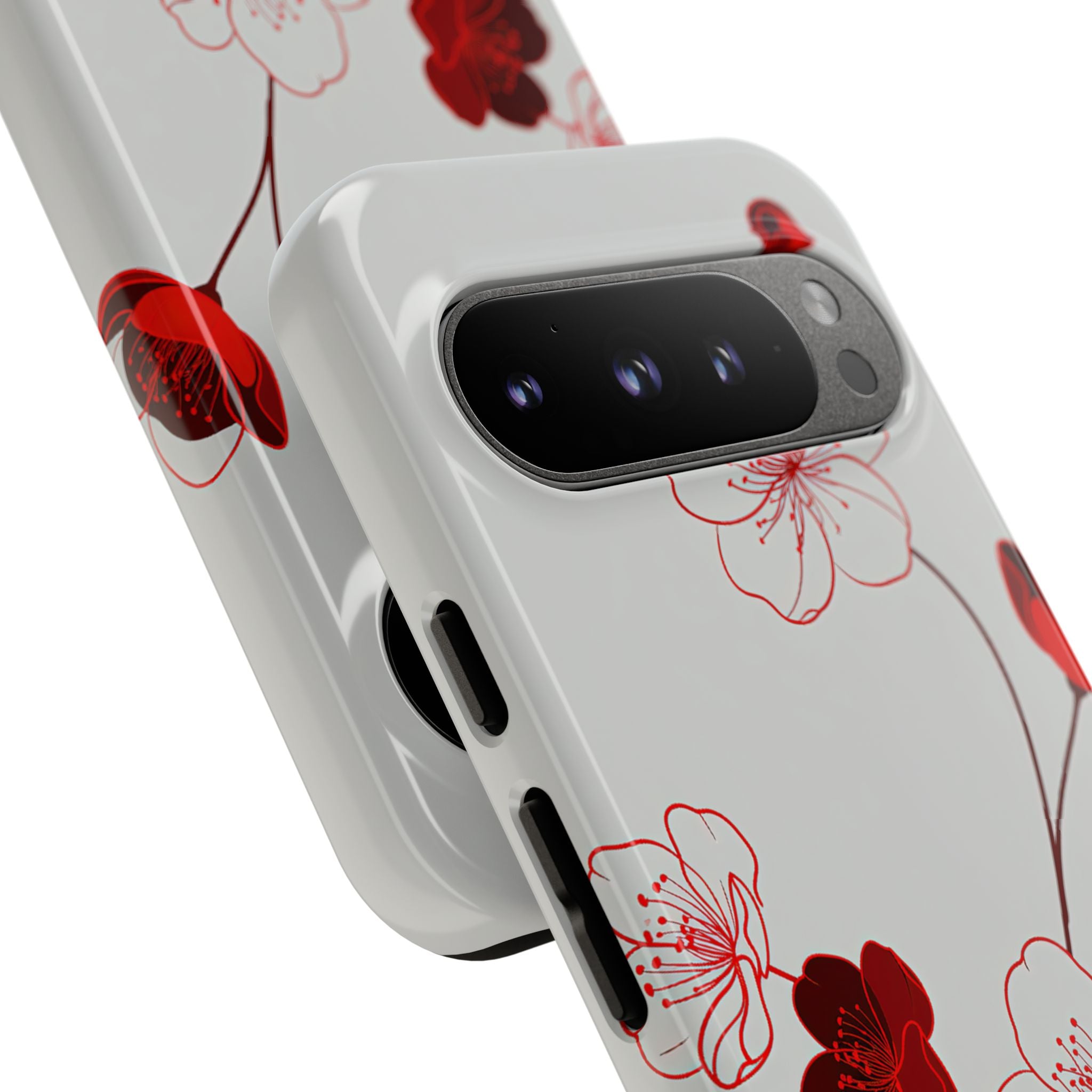 Red Tough Phone Case for Google Pixel - Kyoto Ember Bloom