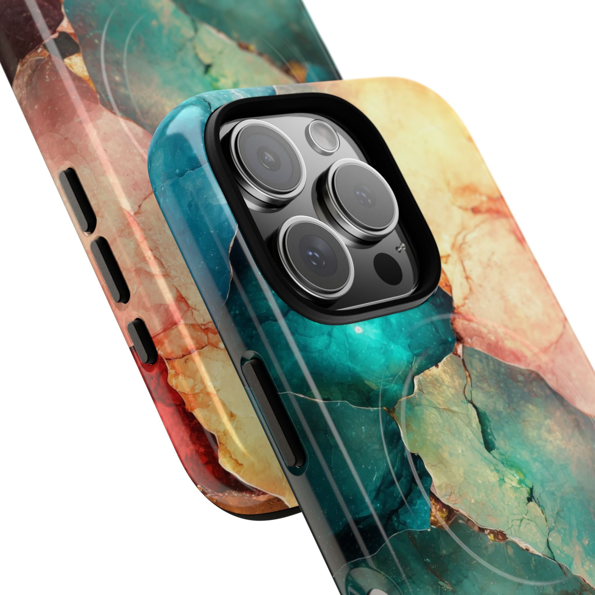 Teal Mosaic Veins iPhone 16 Pro Case - Tough+