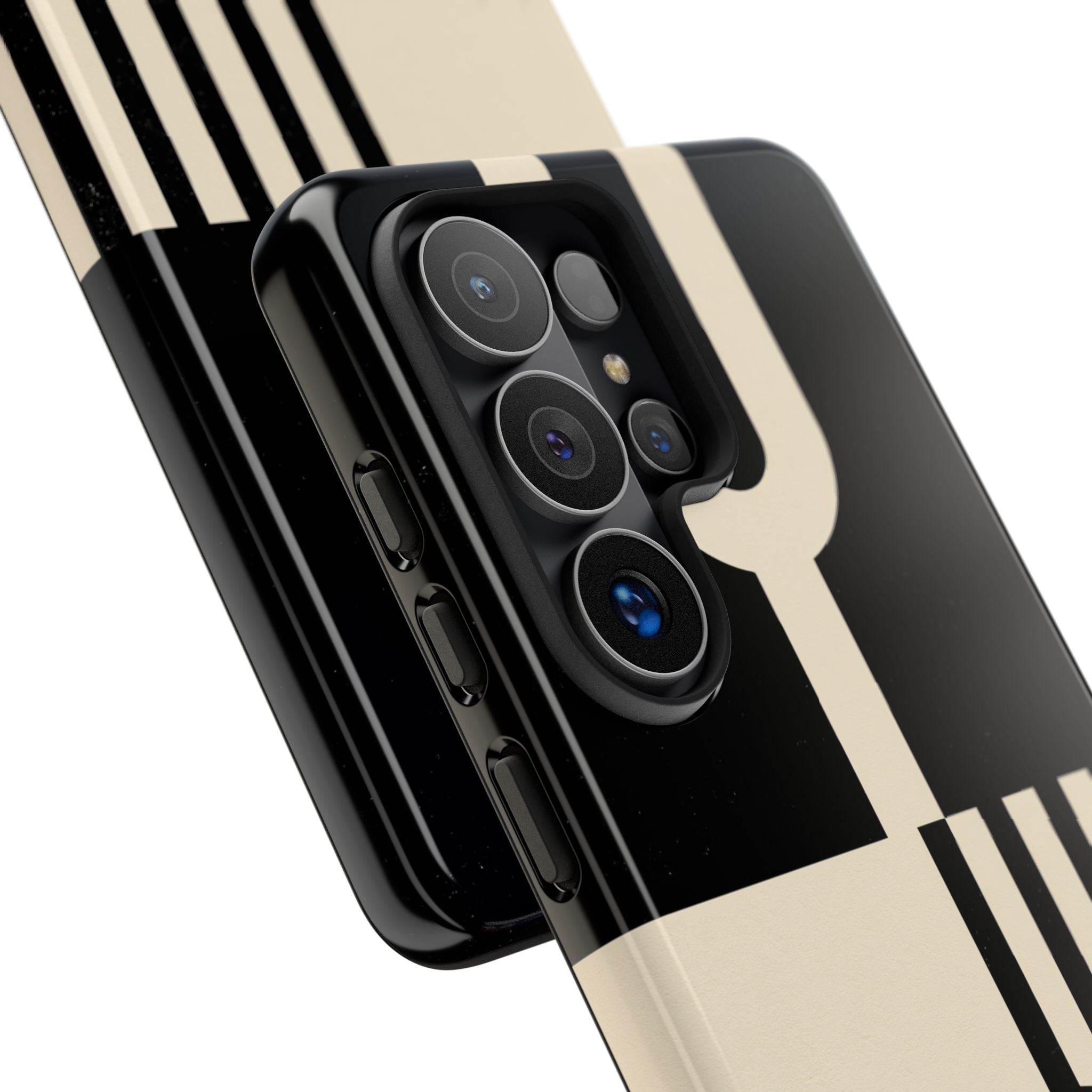 Black Tough Phone Case for Samsung - Ivory Signal Grid