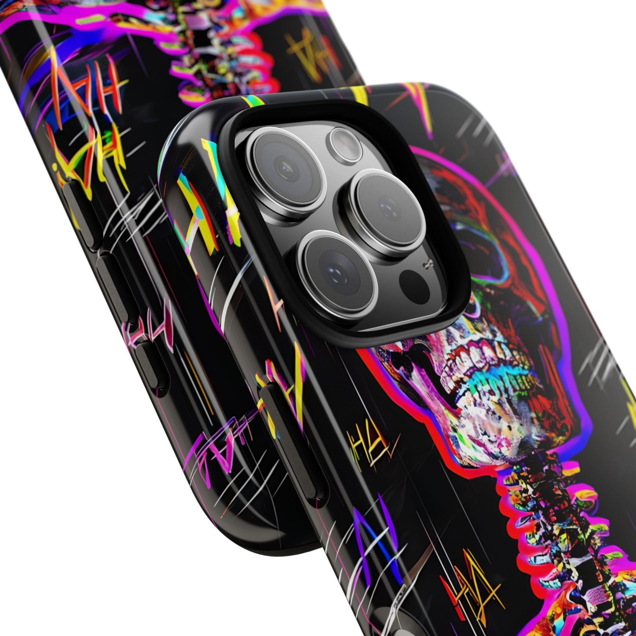 Neon Glitch Skeleton · Tough Handyhülle für iPhone