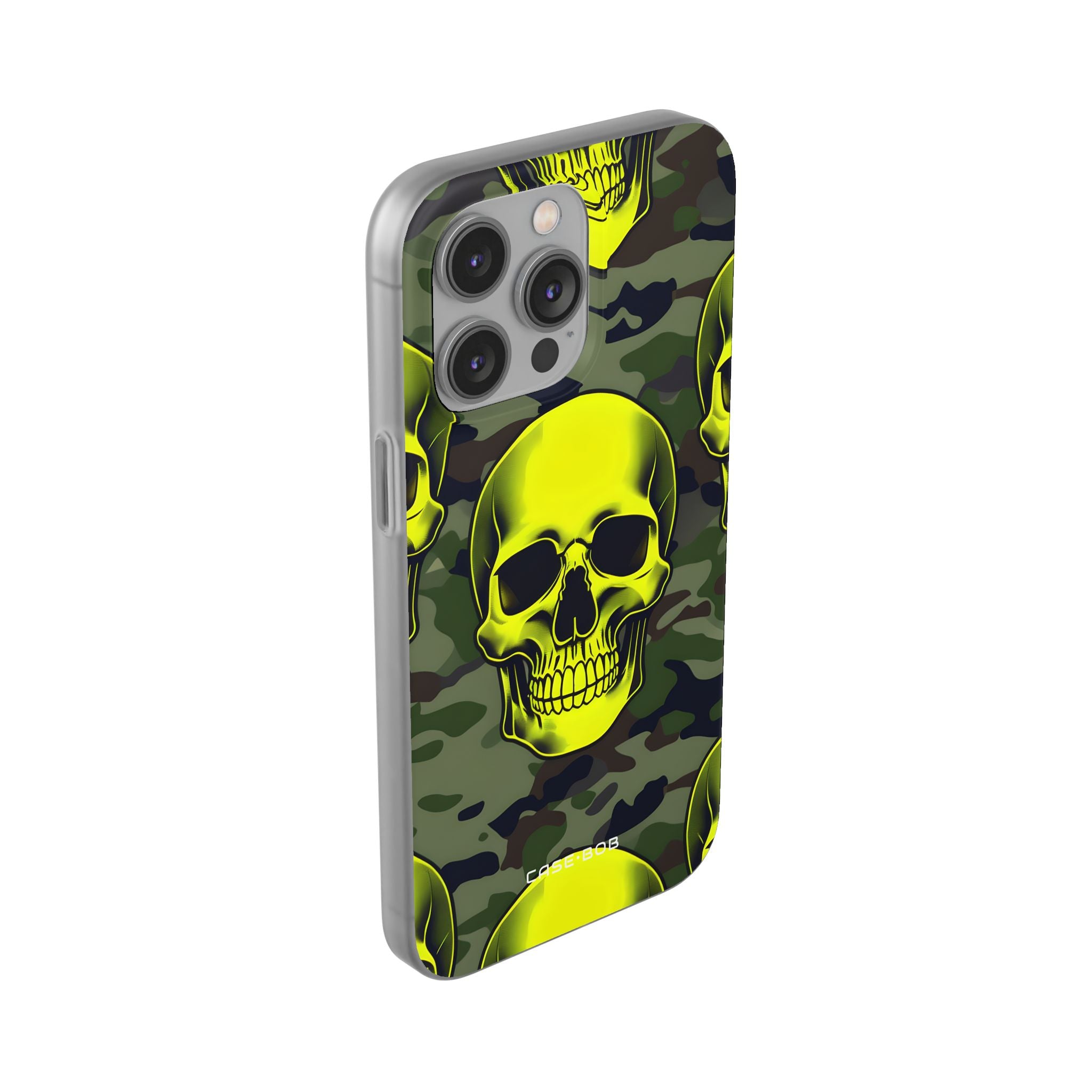 Neon Schädel Camo iPhone 14 Pro Max Case - Soft