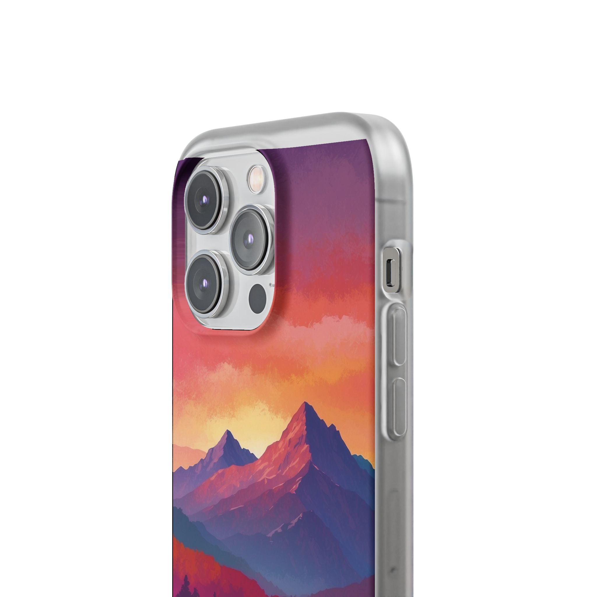 Crimson Mountain Dusk · Soft Custodia per iPhone