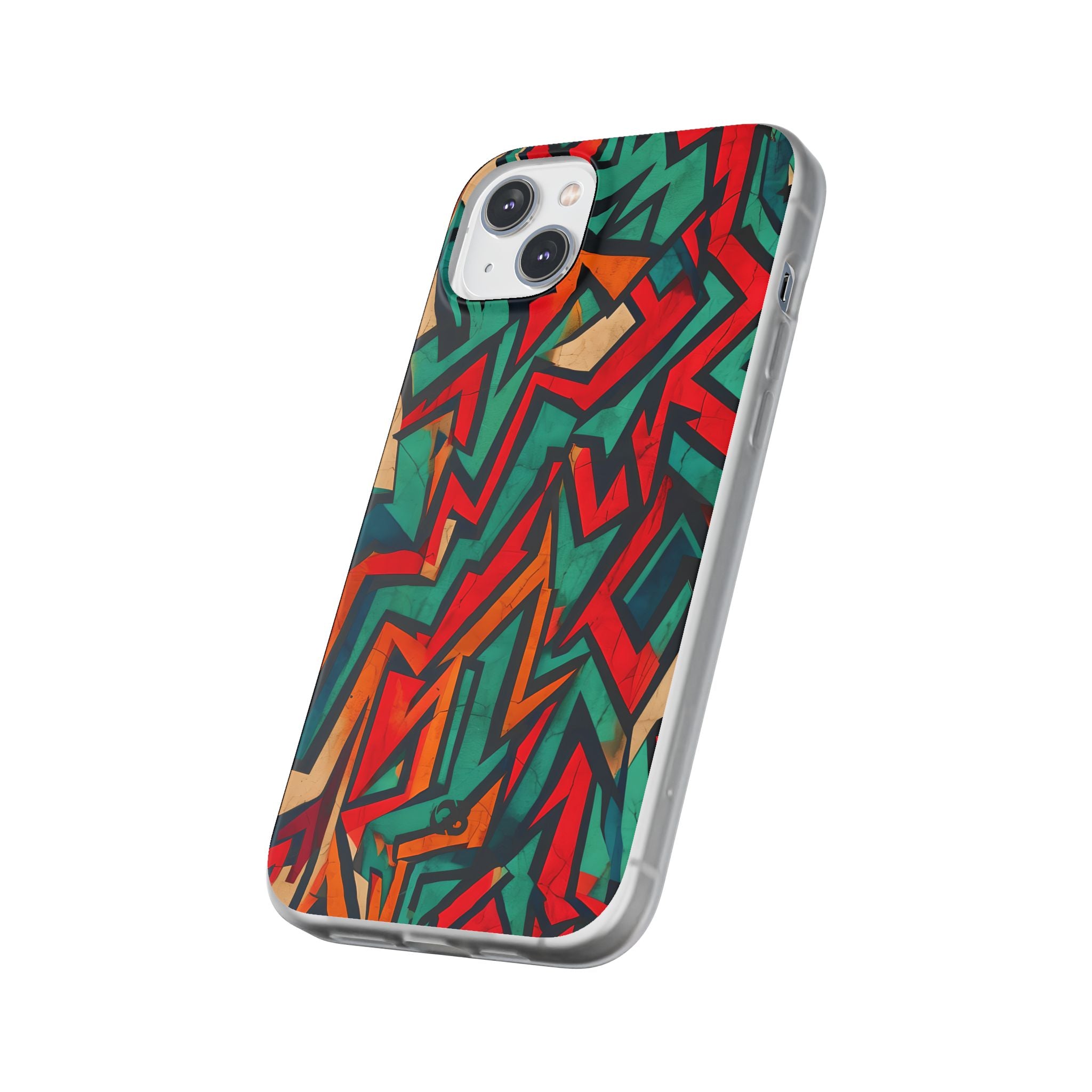 Jagged Teal Static · Soft Phone Case for iPhone
