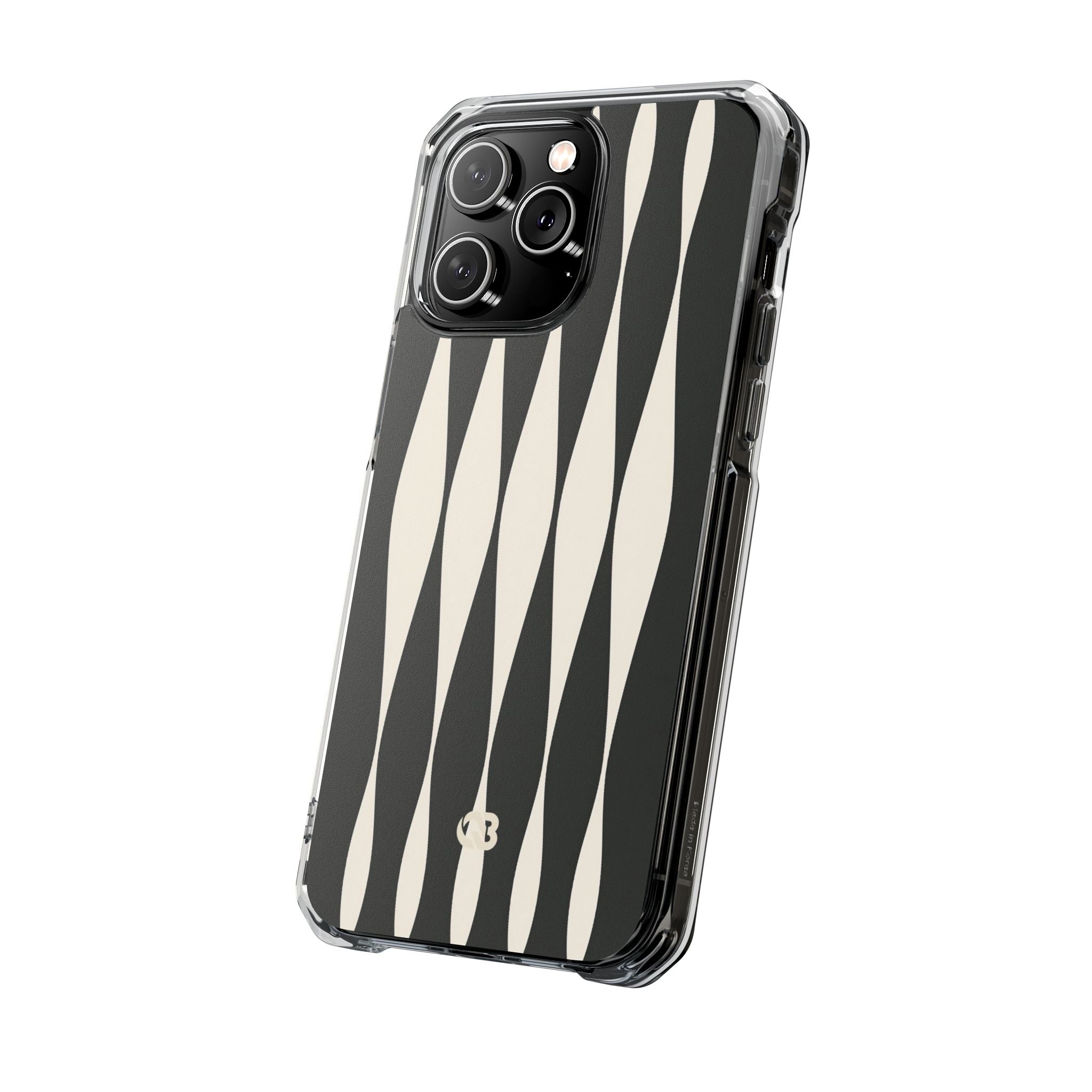 Black Impact MagSafe Phone Case for iPhone - Ivory Spindle Grid