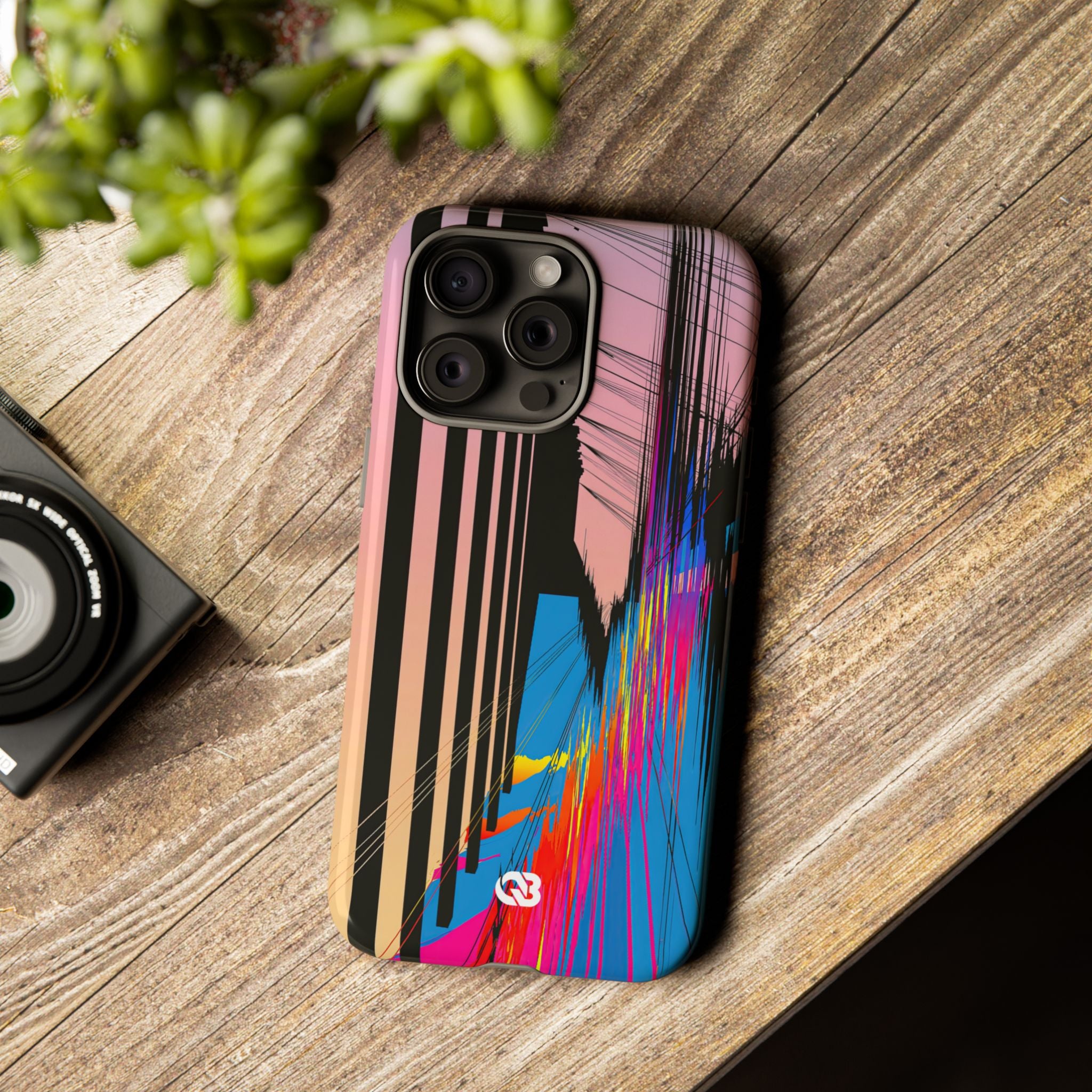 Blue Tough Phone Case for iPhone - Fractured Data Skyline
