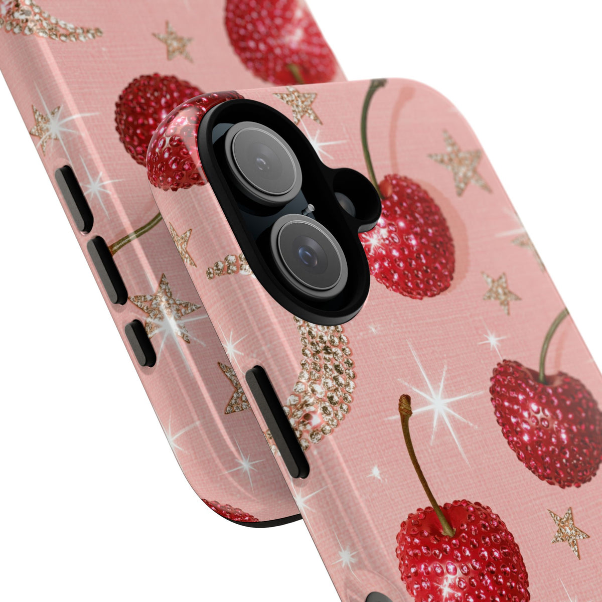 Bedazzled Ruby Cherries · Tough Phone Case for iPhone · Pink