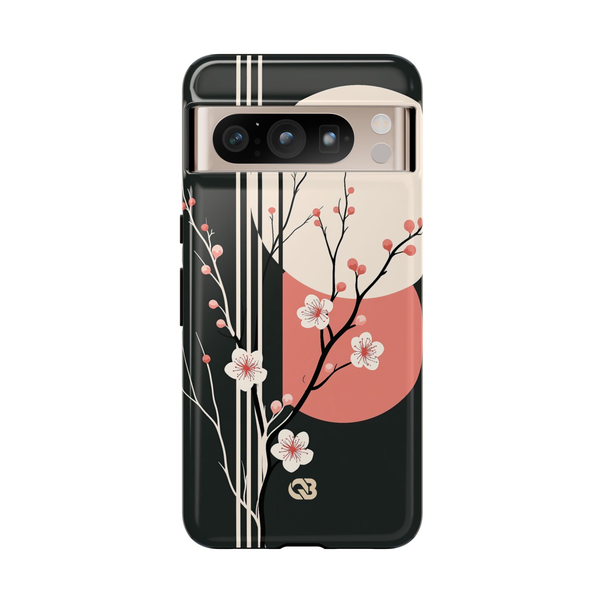 Black Tough Phone Case for Google Pixel - Kyoto Midnight Blossom