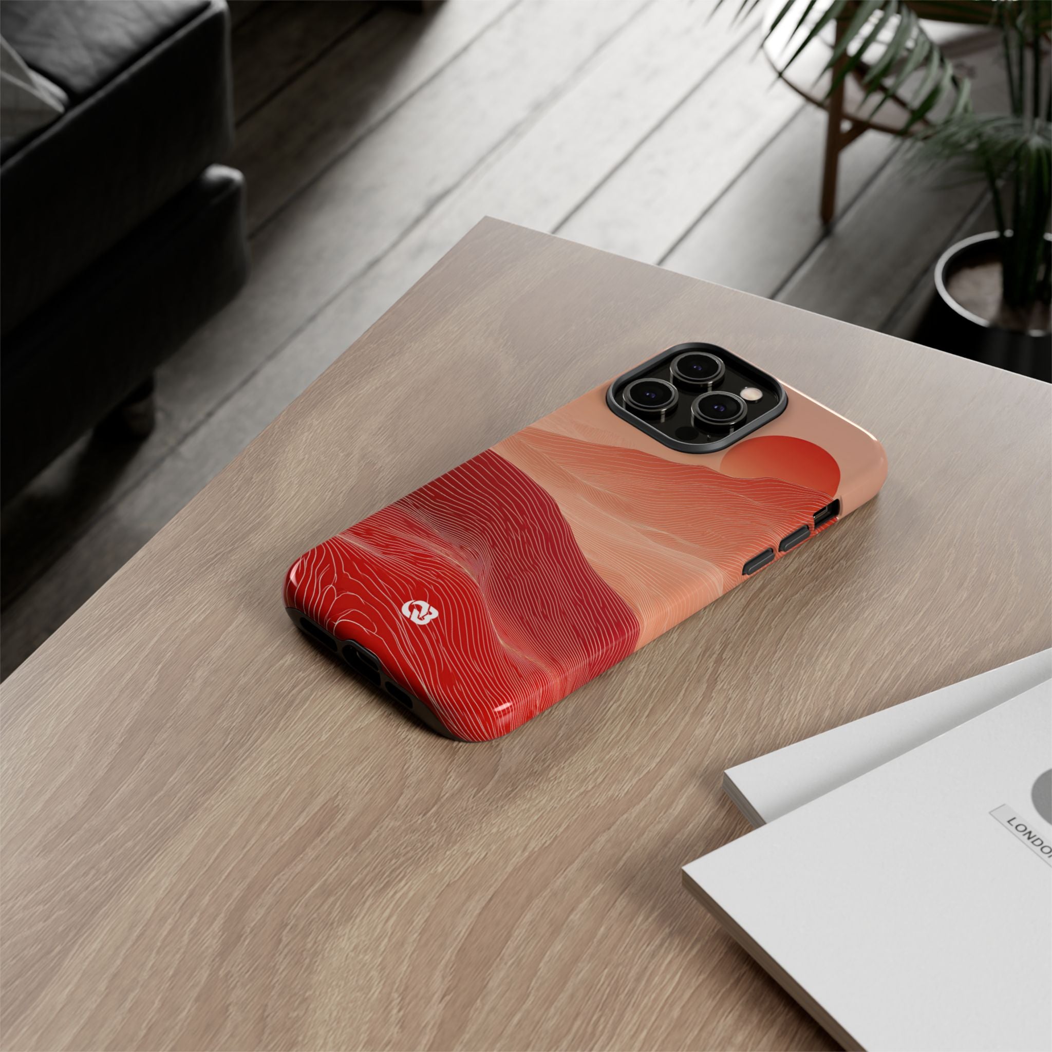 Red Tough Phone Case for iPhone - Crimson Ridge Lines