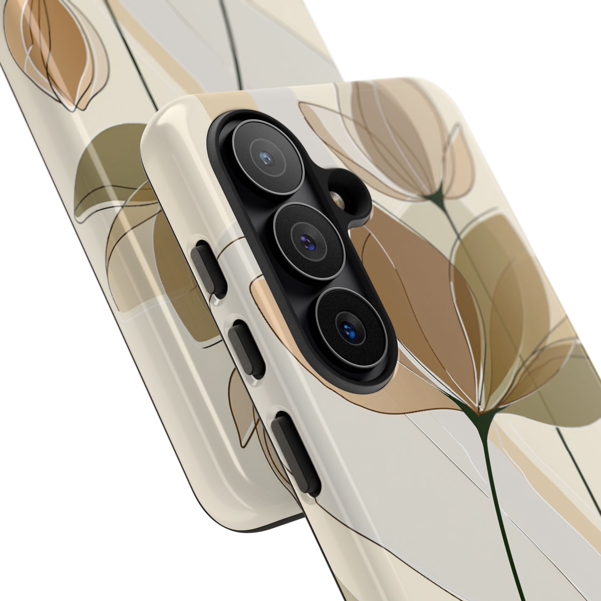 Beige Tough Phone Case for Samsung - Muted Ochre Petals