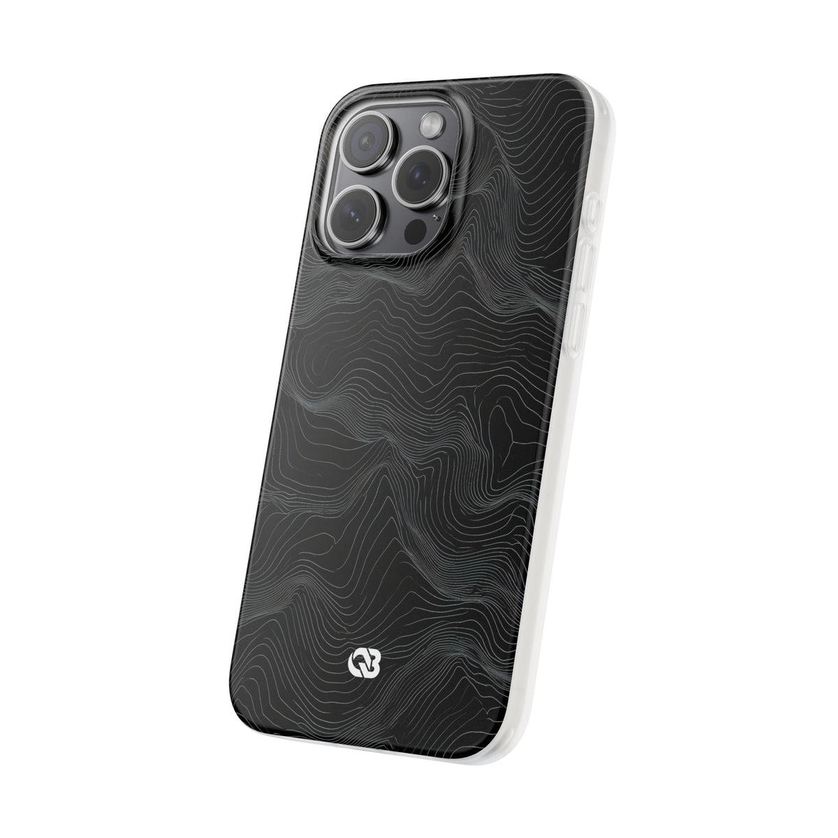 Black Lite Phone Case for iPhone - Obsidian Topo Wireframe