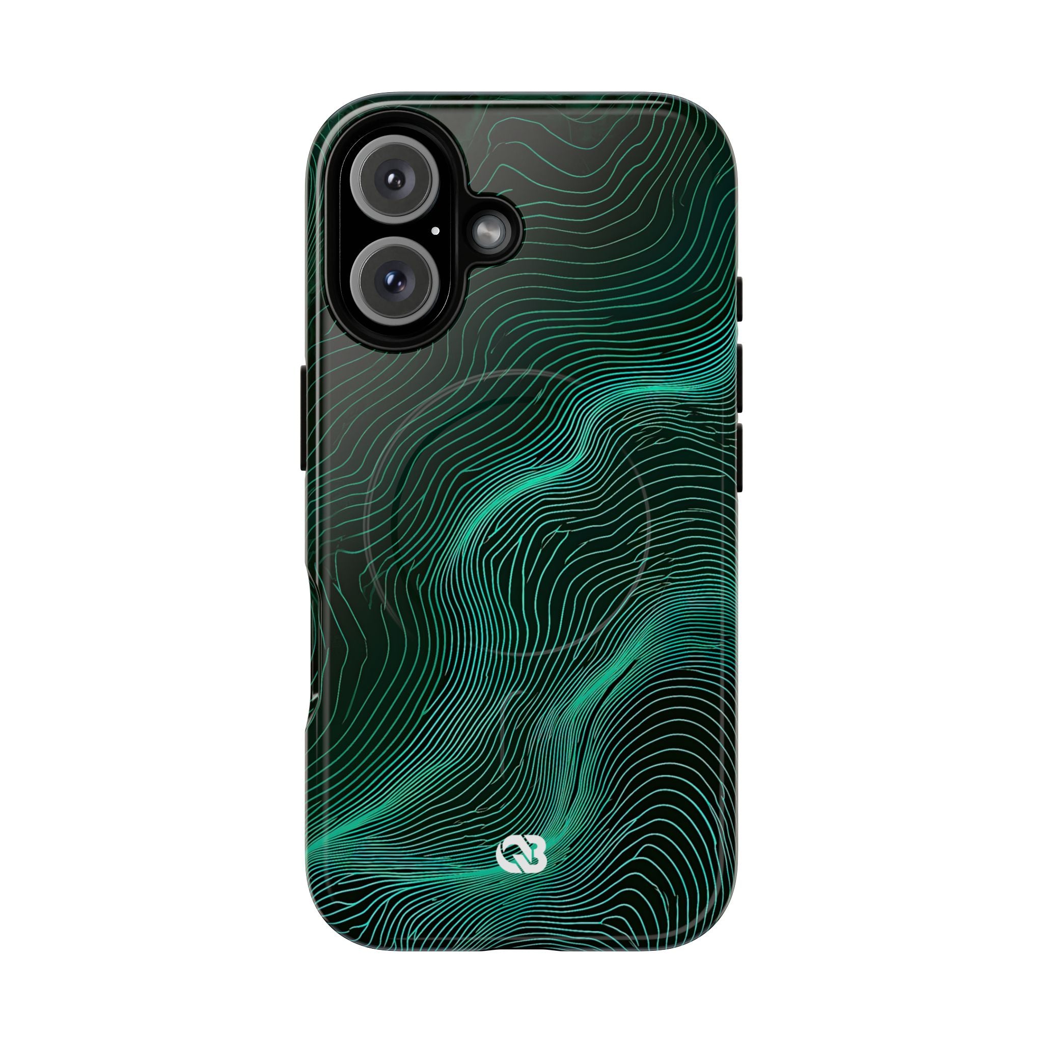 Teal Tough 2.0 Magsafe Phone Case for iPhone - Neon Jade Contour