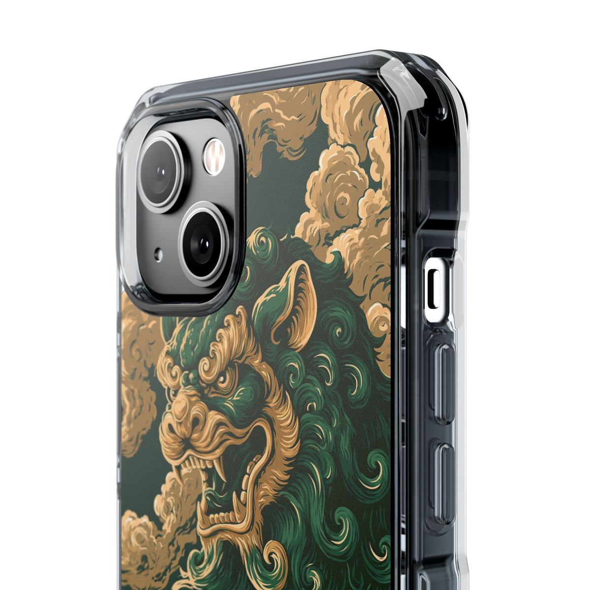 Imperial Guardian Lion · Clear Impact Magnetic Phone Case for iPhone · Green