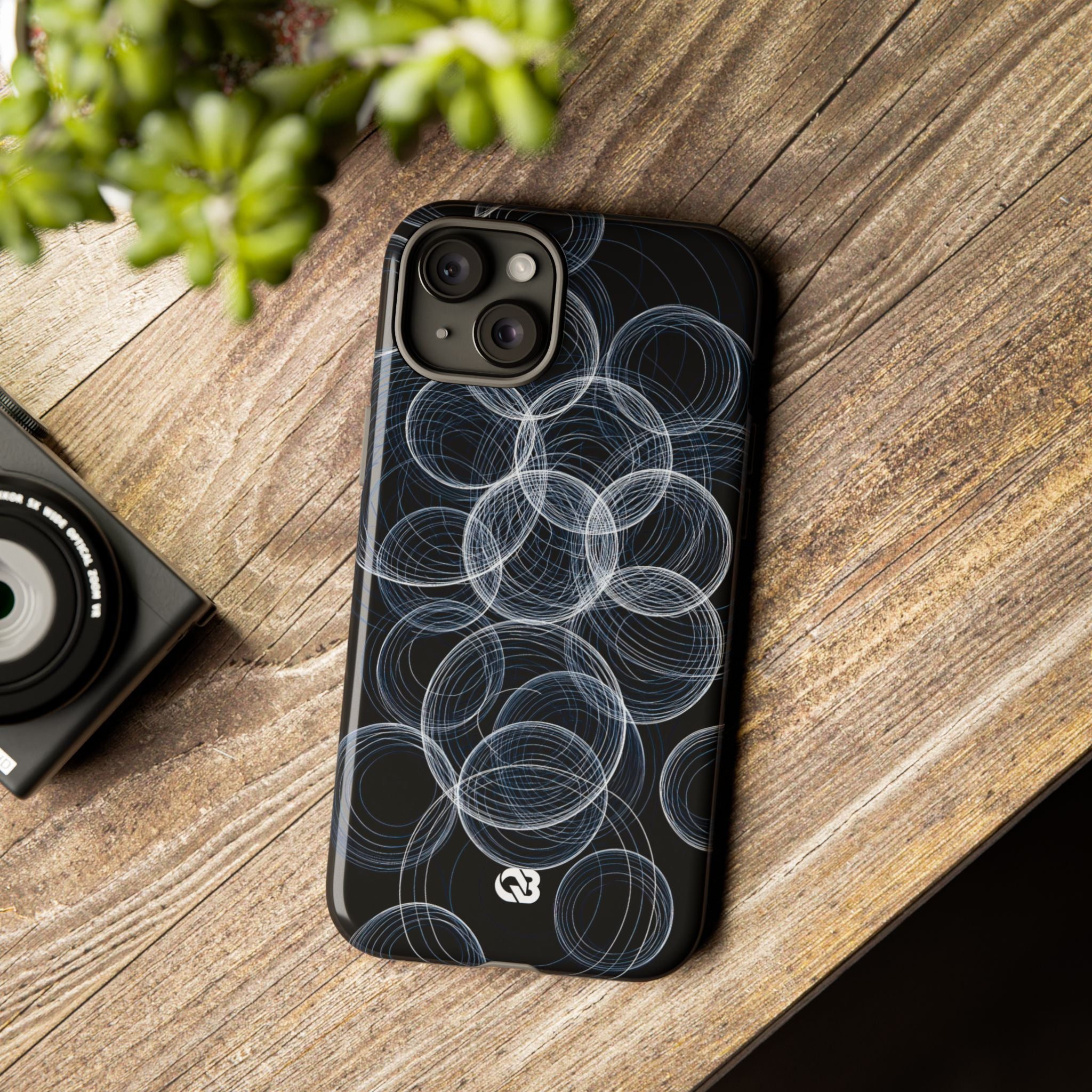 Black Tough Phone Case for iPhone - Frosted Ring Matrix