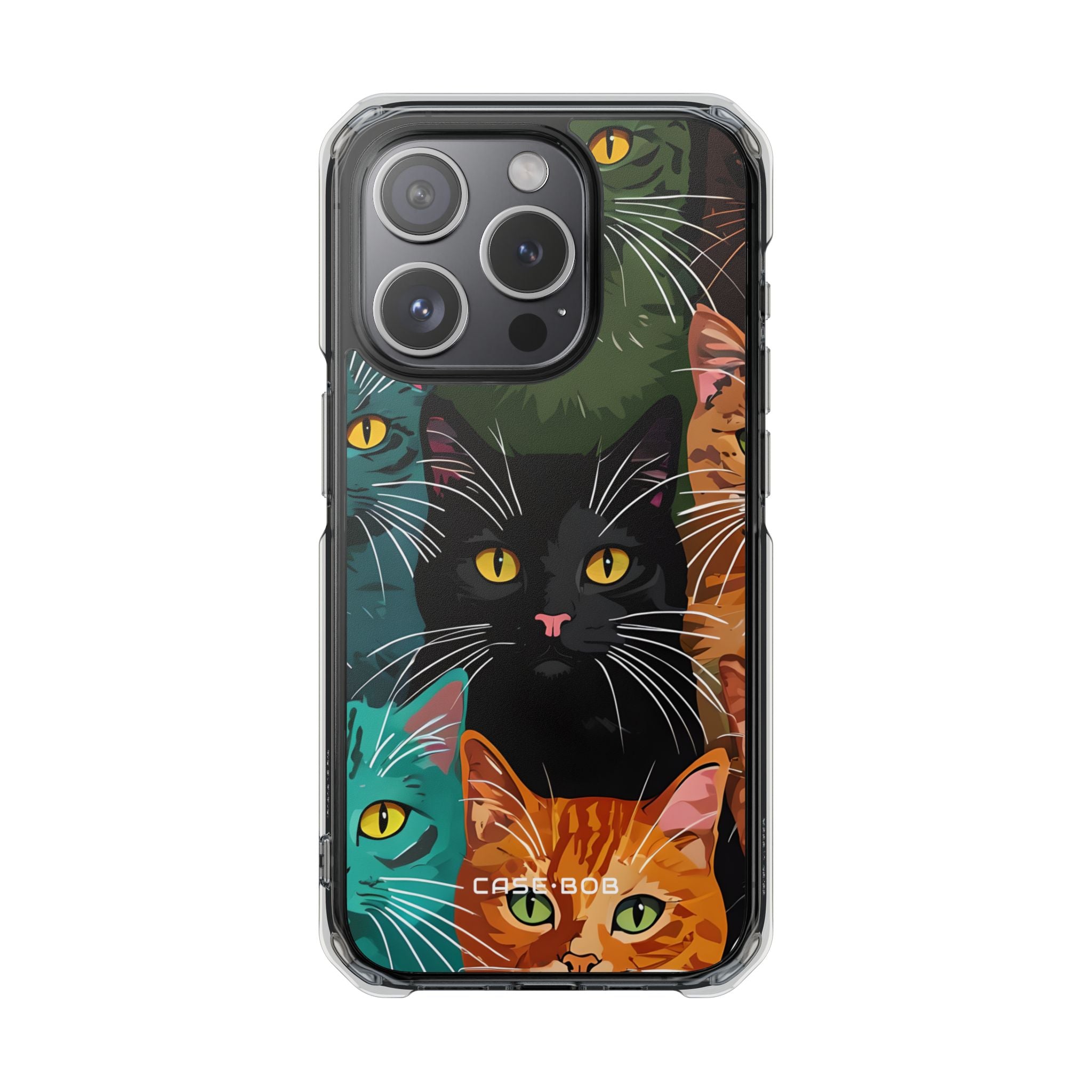 Teal Cat Grid iPhone 15 Pro Case - Impact