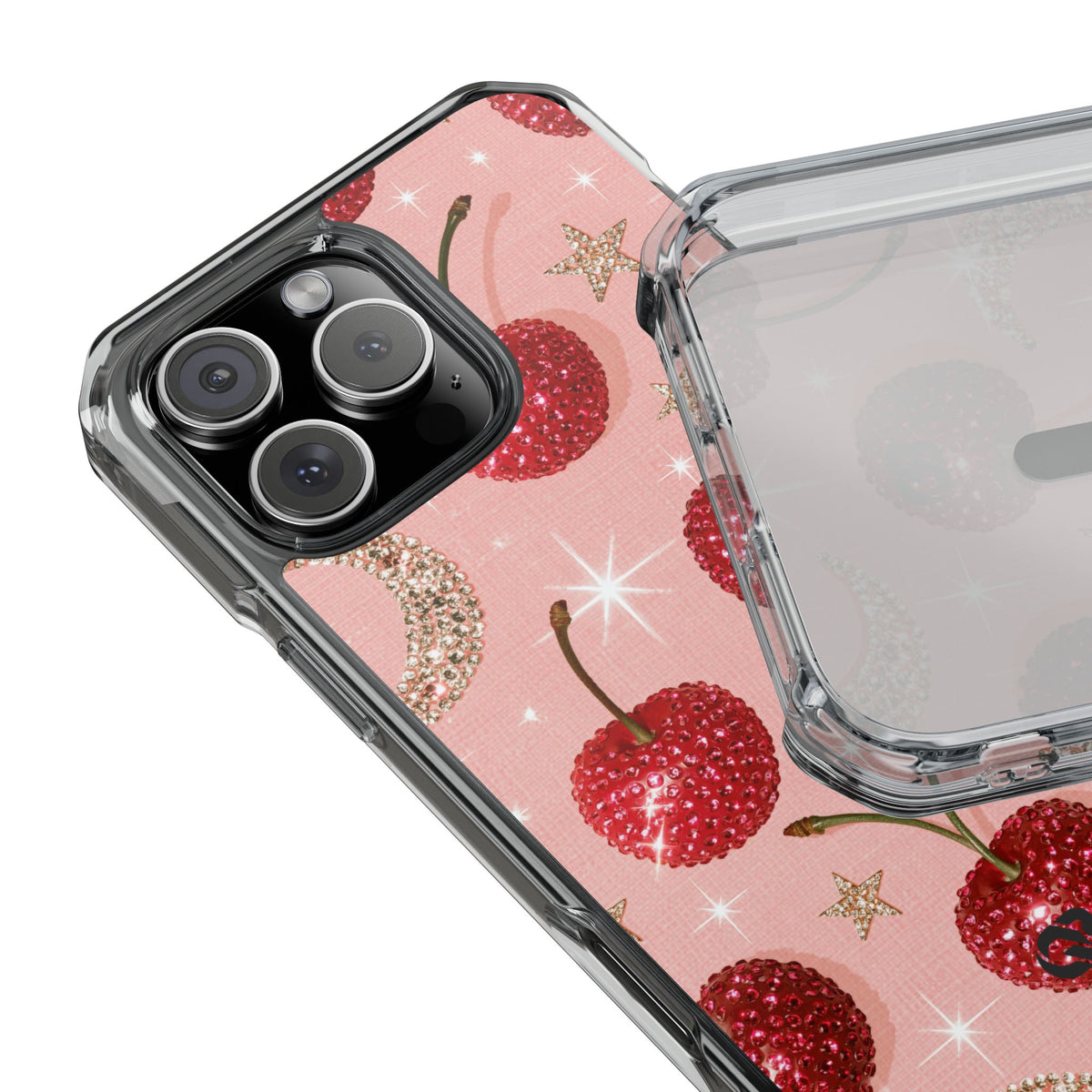 Bedazzled Ruby Cherries · Clear Impact Magnetic Phone Case for iPhone · Pink