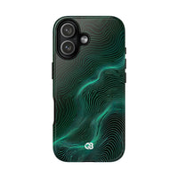 Teal Tough Phone Case for iPhone - Neon Jade Contour