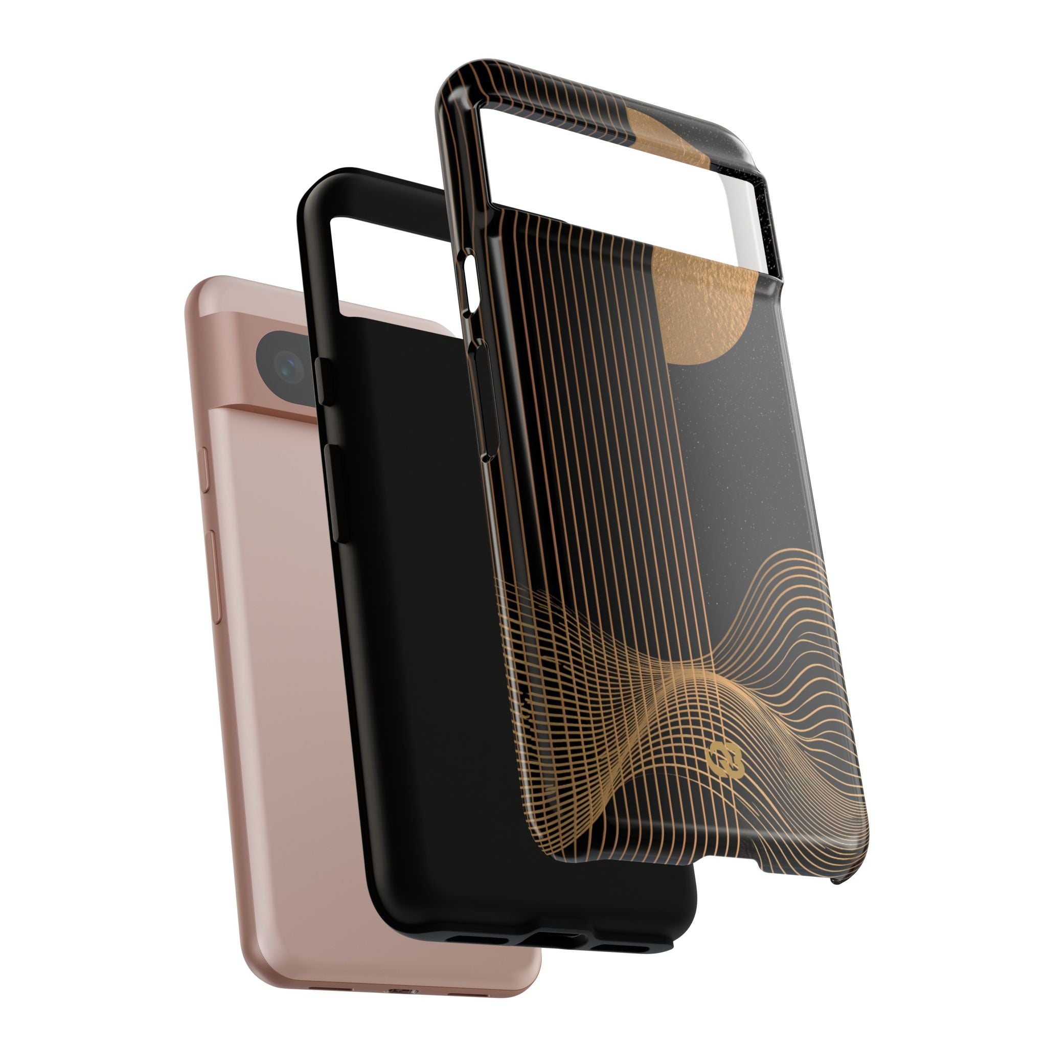 Gold Tough Phone Case for Google Pixel - Gilded Obsidian Dunes