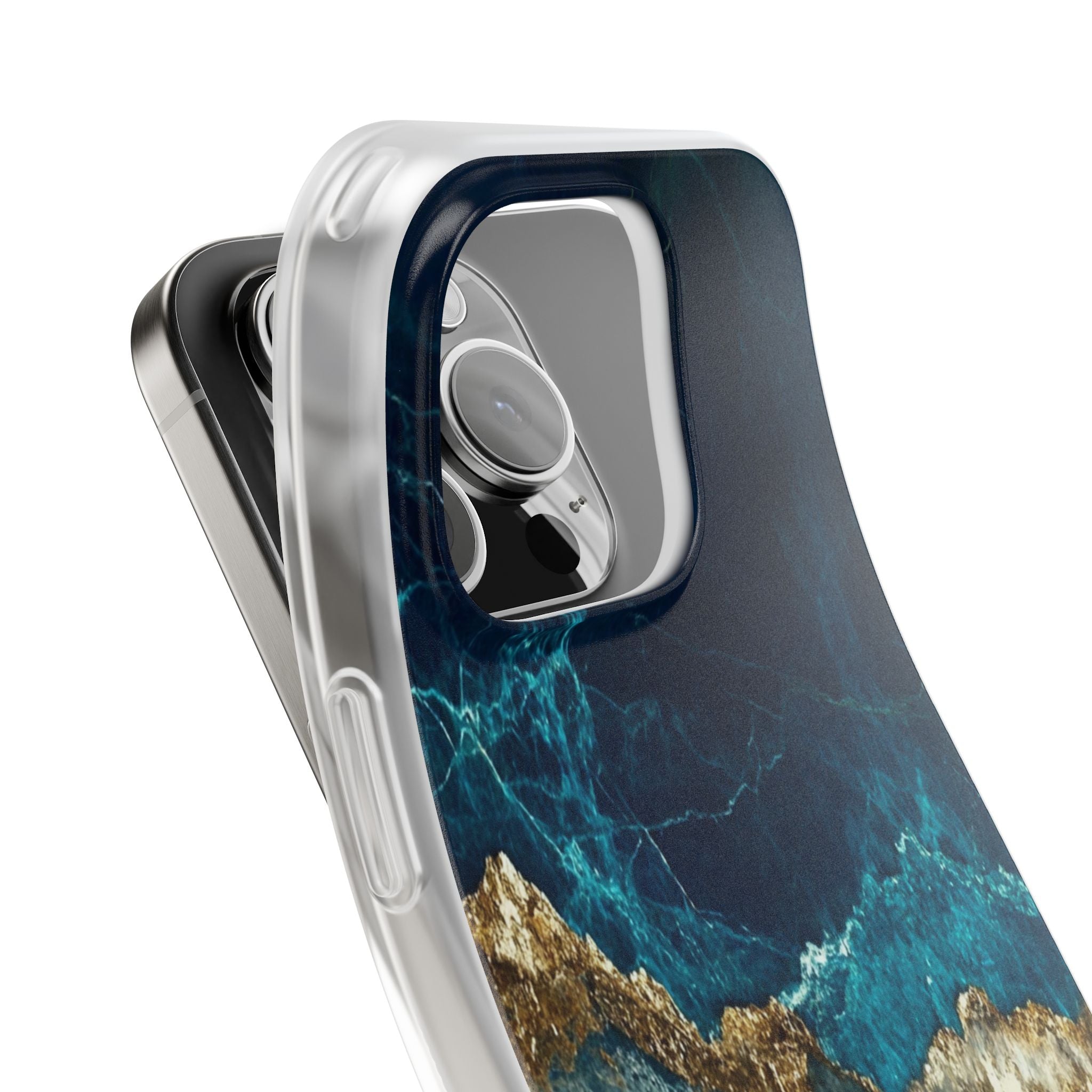 Gezacktes Gold Split iPhone 16 Pro Case - Soft