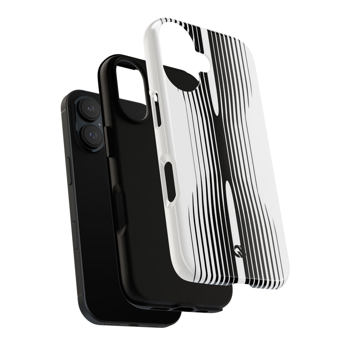 White Tough Phone Case for iPhone - Kinetic Mono Distortion