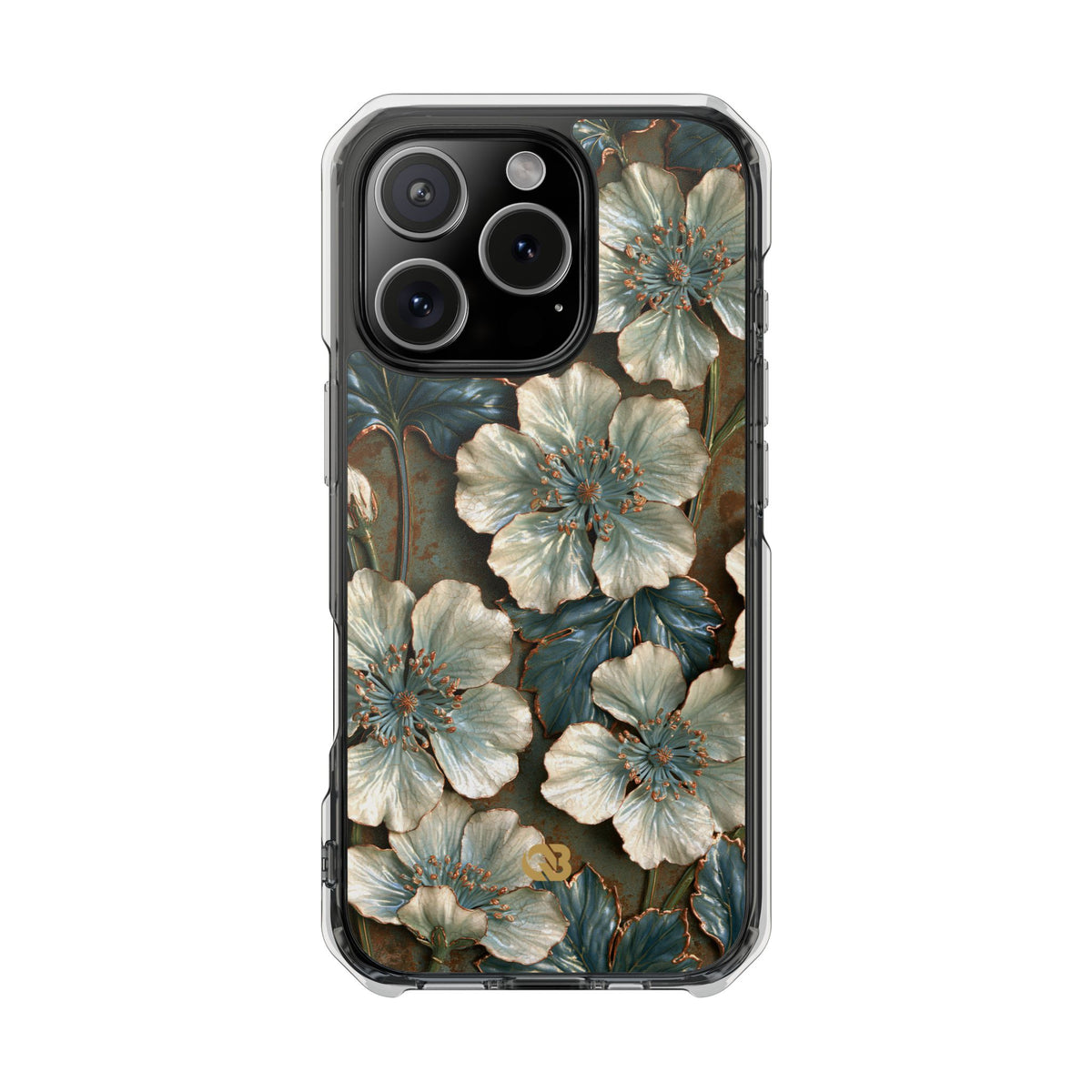Gilded Blossom Reverie · Clear Impact Magnetic Phone Case for iPhone · Teal