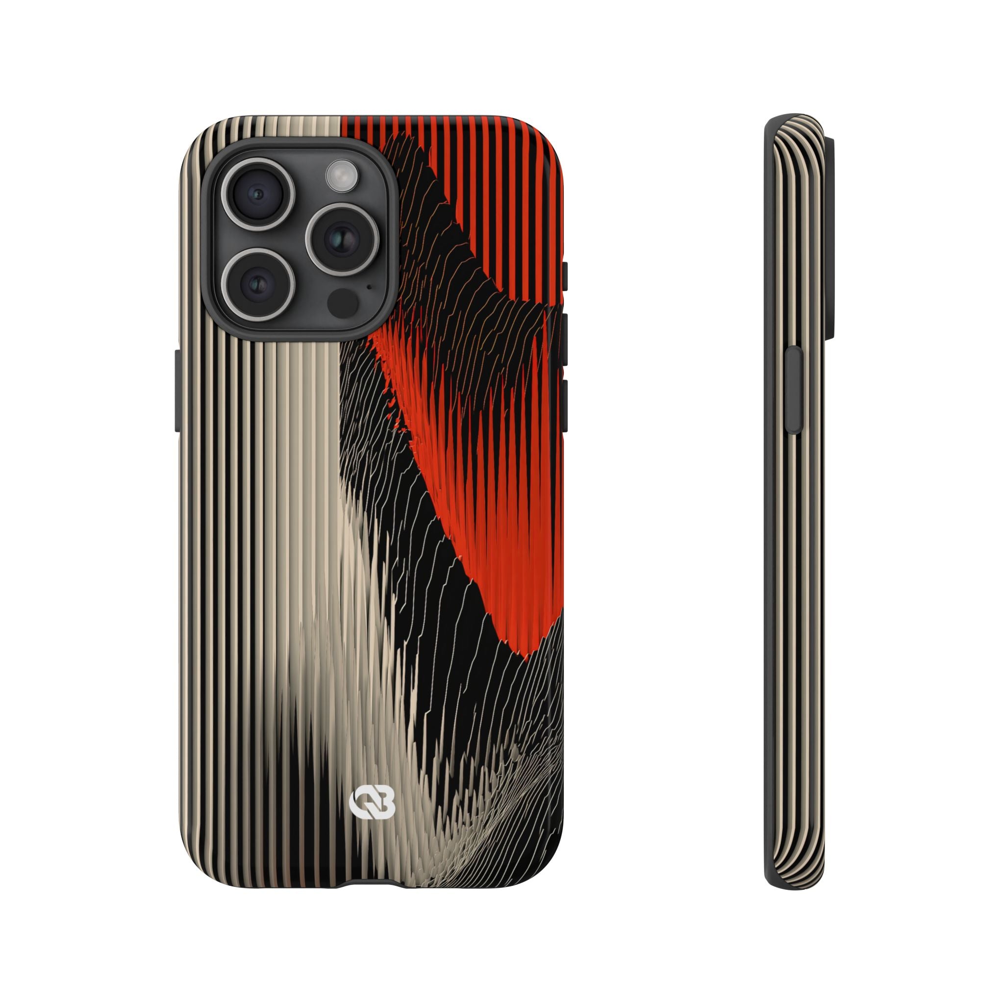 Red Tough Phone Case for iPhone - Crimson Pulse Topo